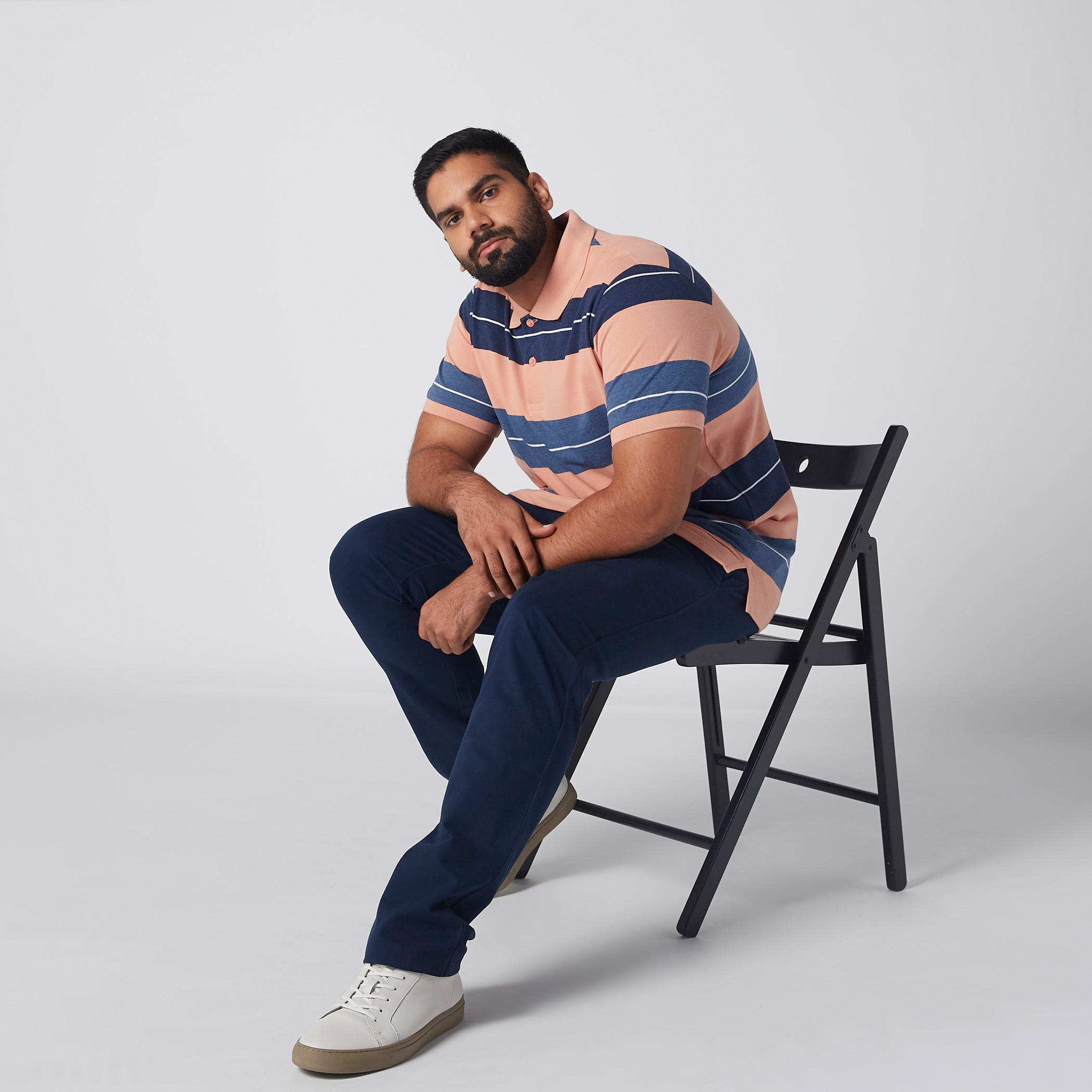تيشيرت مقلّم بياقة بولو وأكمام قصيرة-men-clothing-tshirtsandpolos-polos-image-2