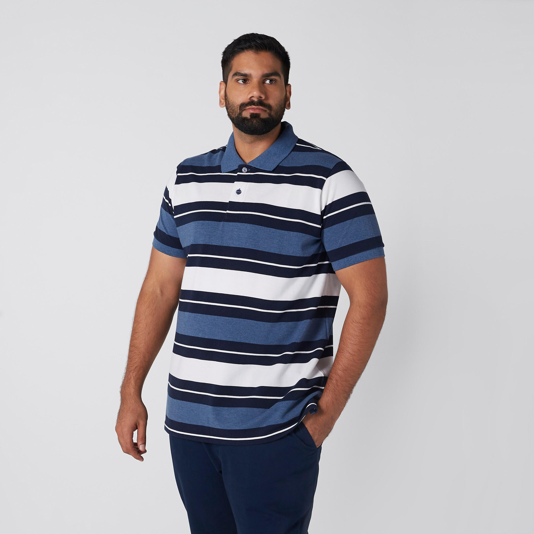 تيشيرت مقلّم بياقة بولو وأكمام قصيرة-men-clothing-tshirtsandpolos-polos-image-1