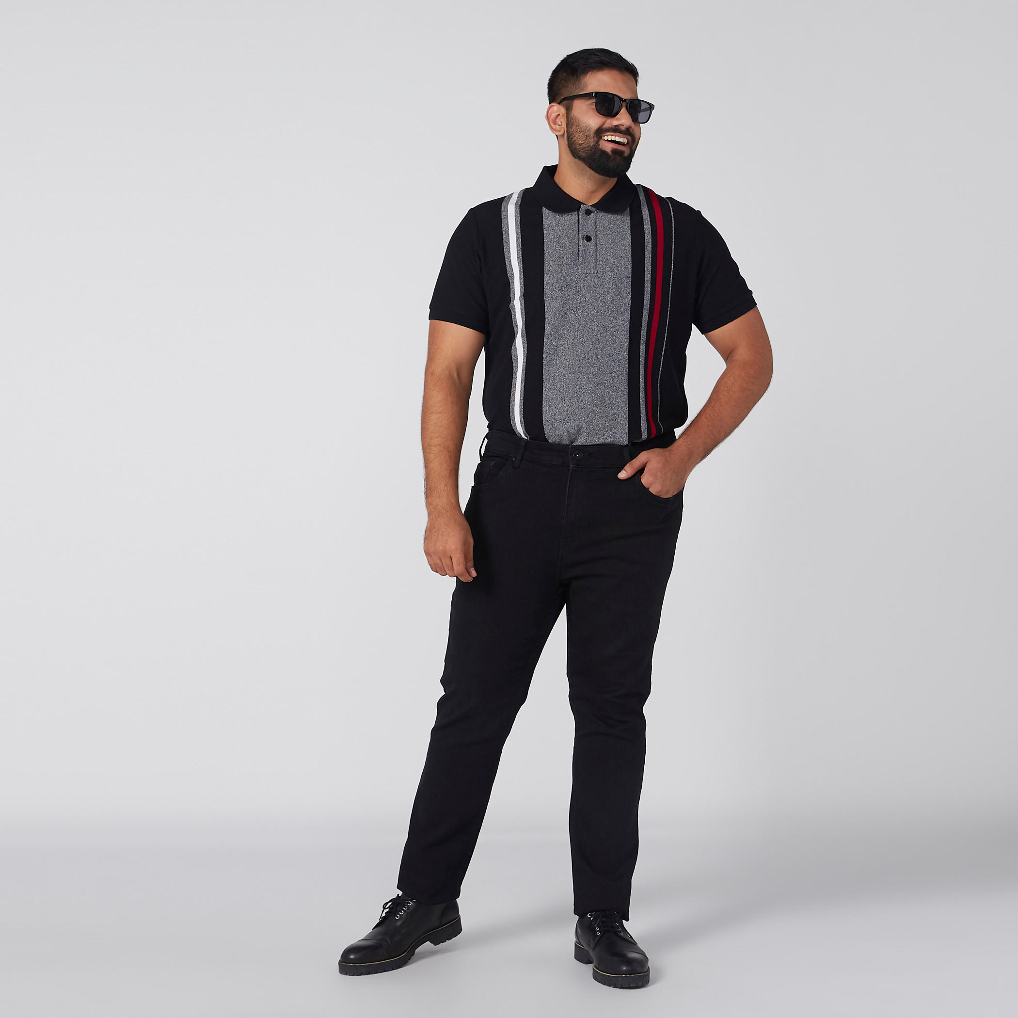 Striped Polo Neck T-Shirt with Short Sleeves-men-clothing-tshirtsandpolos-polos-image-3