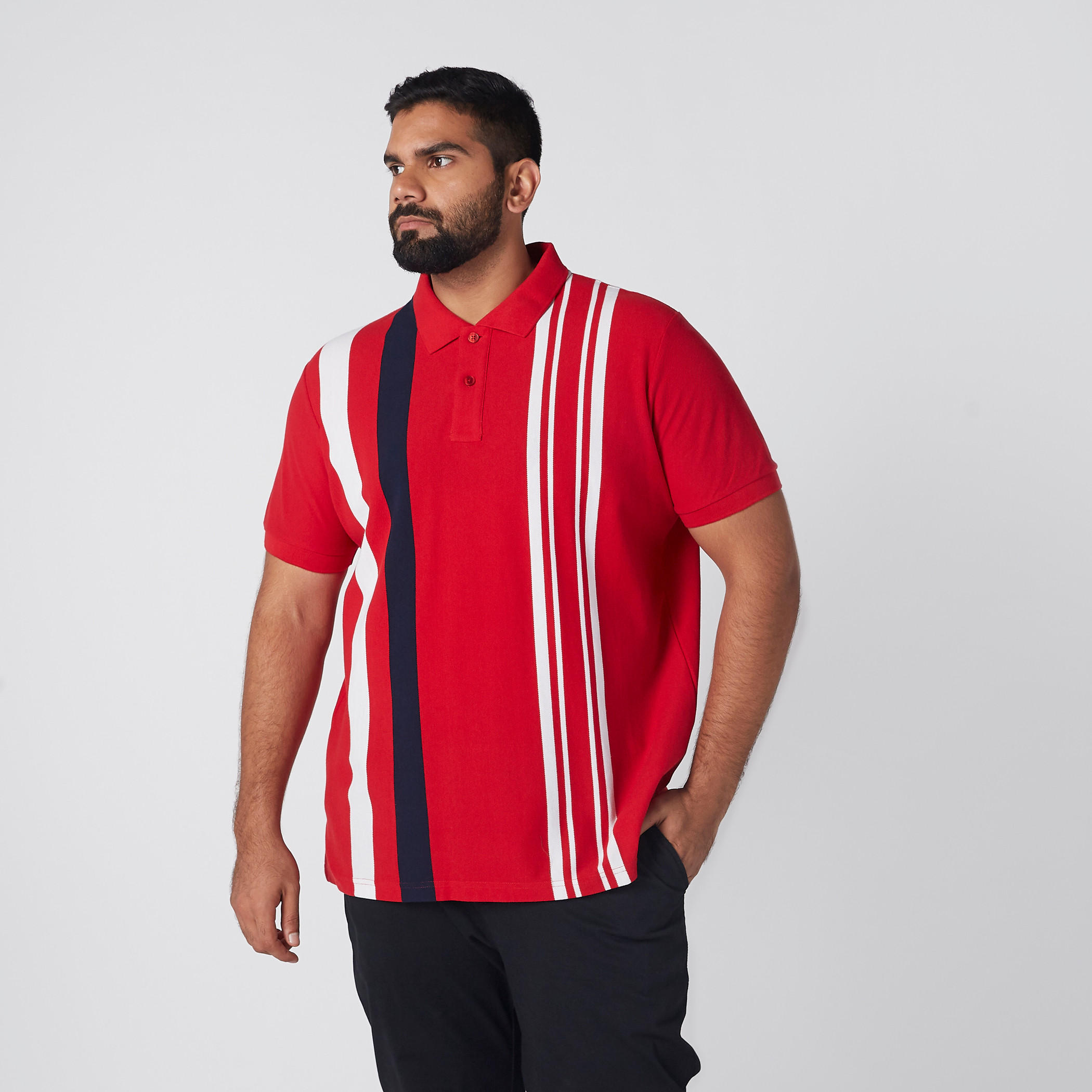 تيشيرت مقلّم بياقة بولو وأكمام قصيرة-men-clothing-tshirtsandpolos-polos-image-1