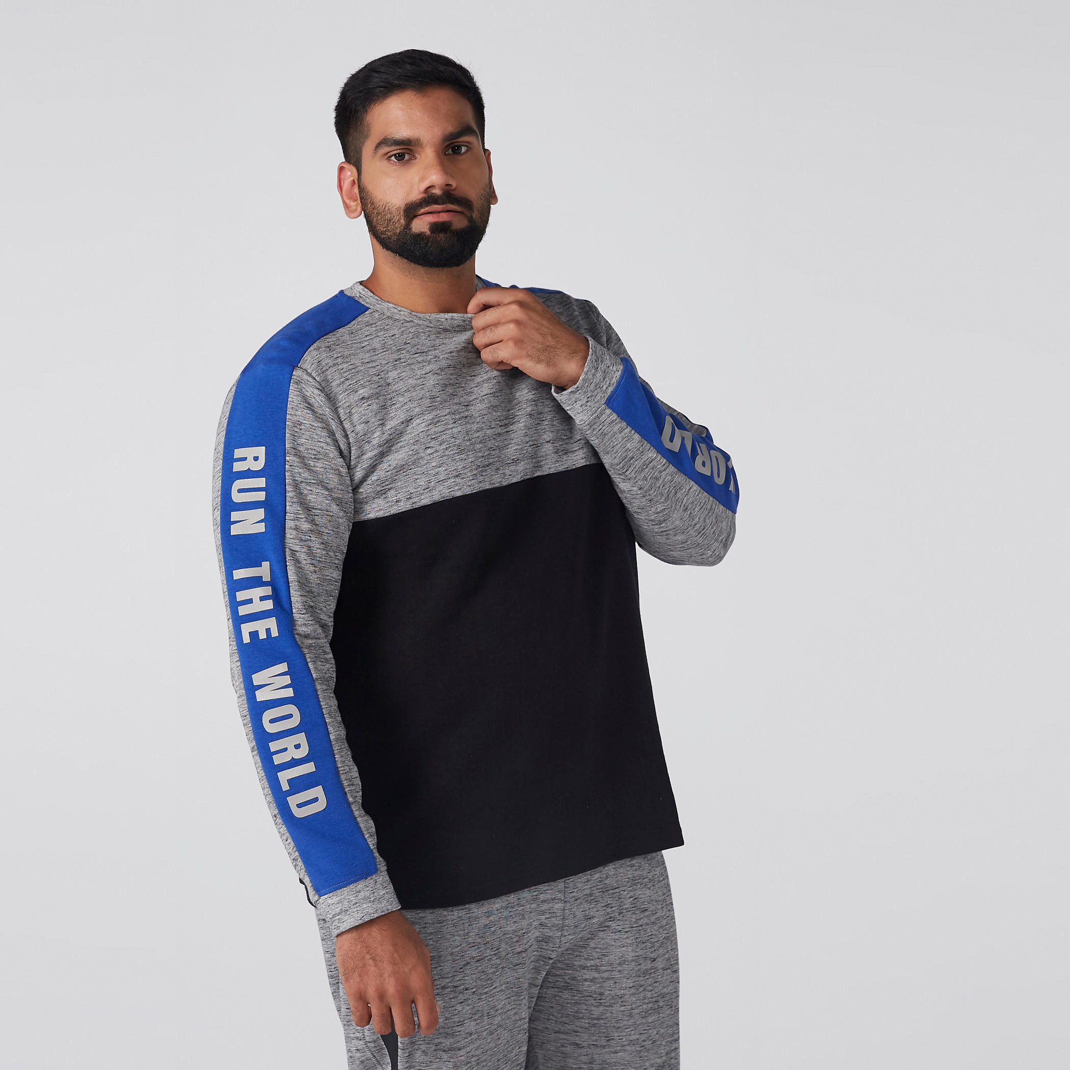 Cut and Sew Sweatshirt with Long Sleeves-men-winterwear-hoodiesandsweatshirts-image-1