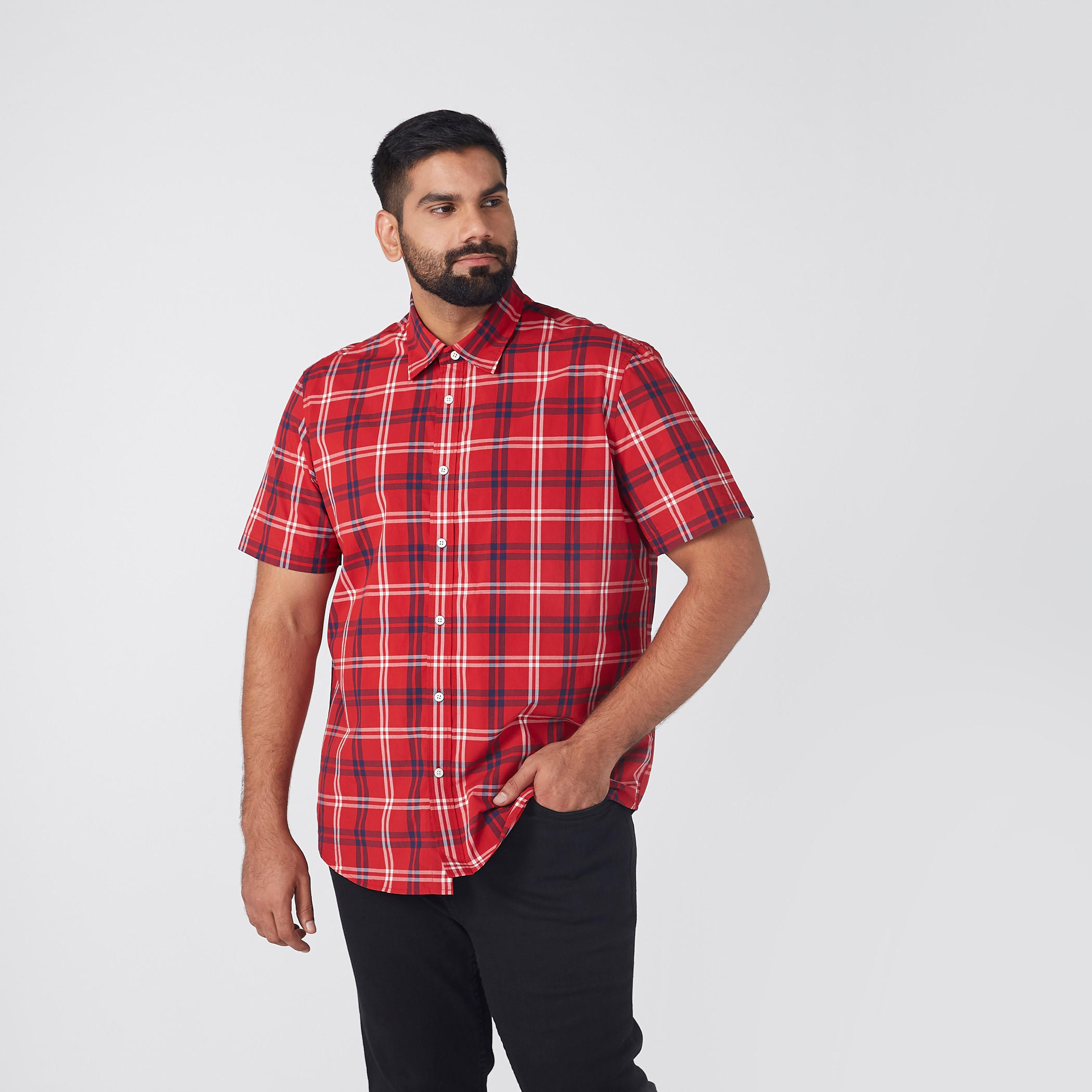 قميص كاروهات بأكمام قصيرة-men-clothing-shirts-image-3
