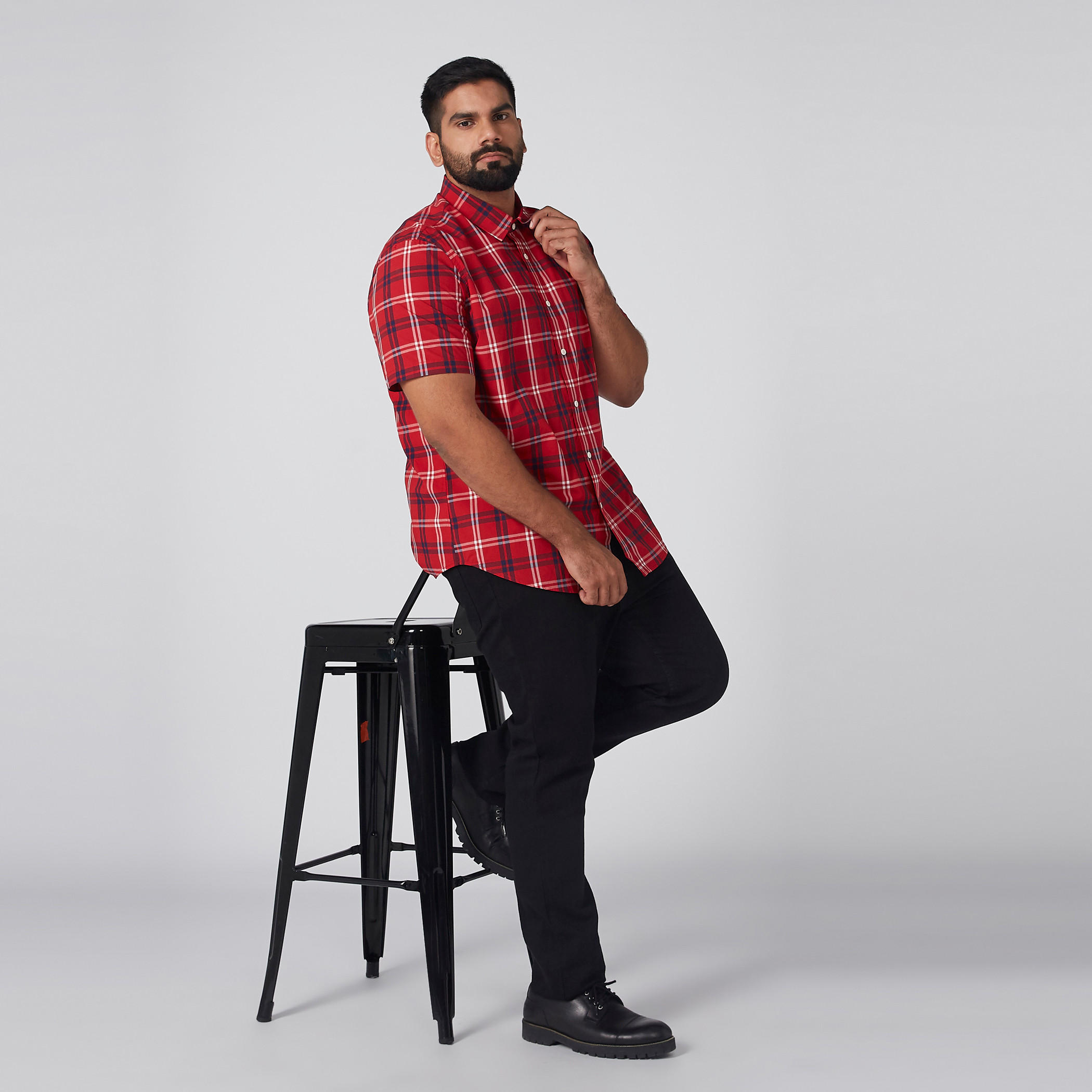 قميص كاروهات بأكمام قصيرة-men-clothing-shirts-image-2