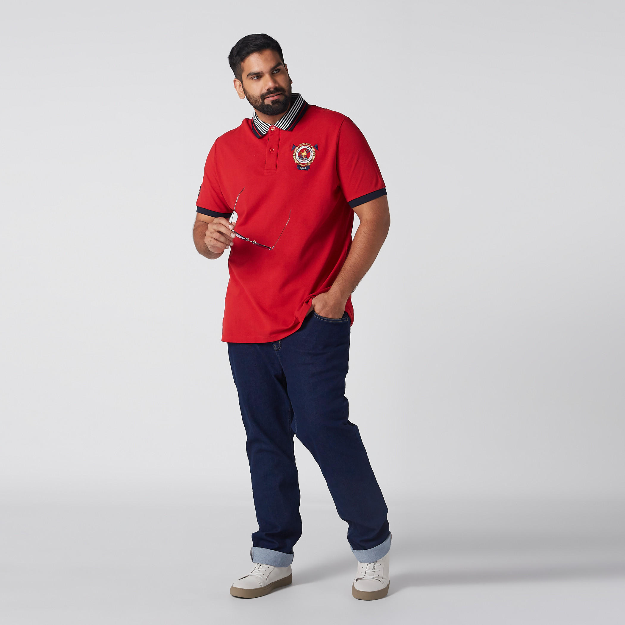 تيشيرت مقلّم بياقة بولو وأكمام قصيرة-men-clothing-tshirtsandpolos-polos-image-2