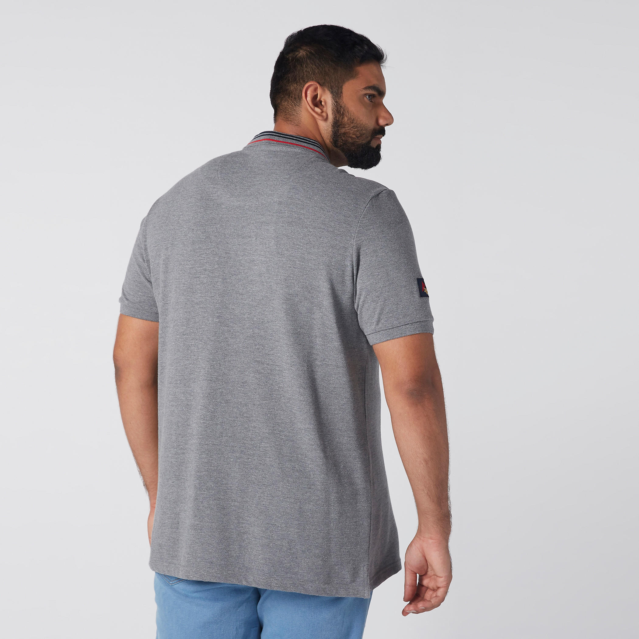 Melange Polo Neck T-Shirt with Short Sleeves-men-clothing-tshirtsandpolos-polos-image-3