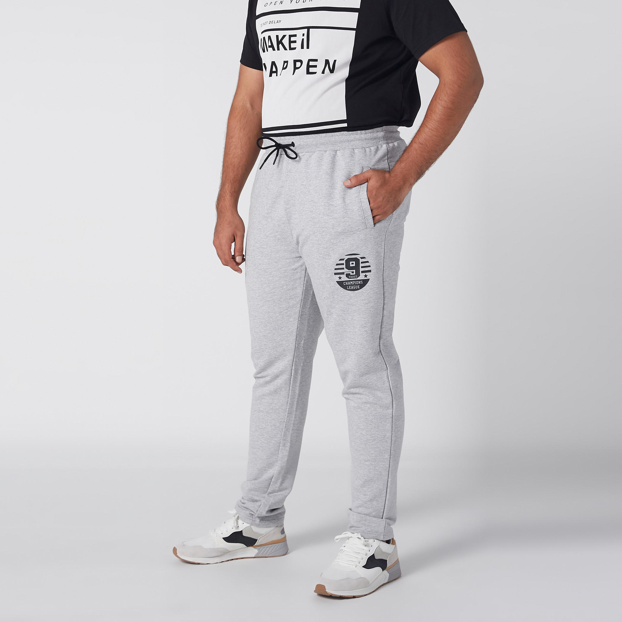 Melange Printed Track Pants with Drawstring-men-clothing-bottoms-joggers-image-1