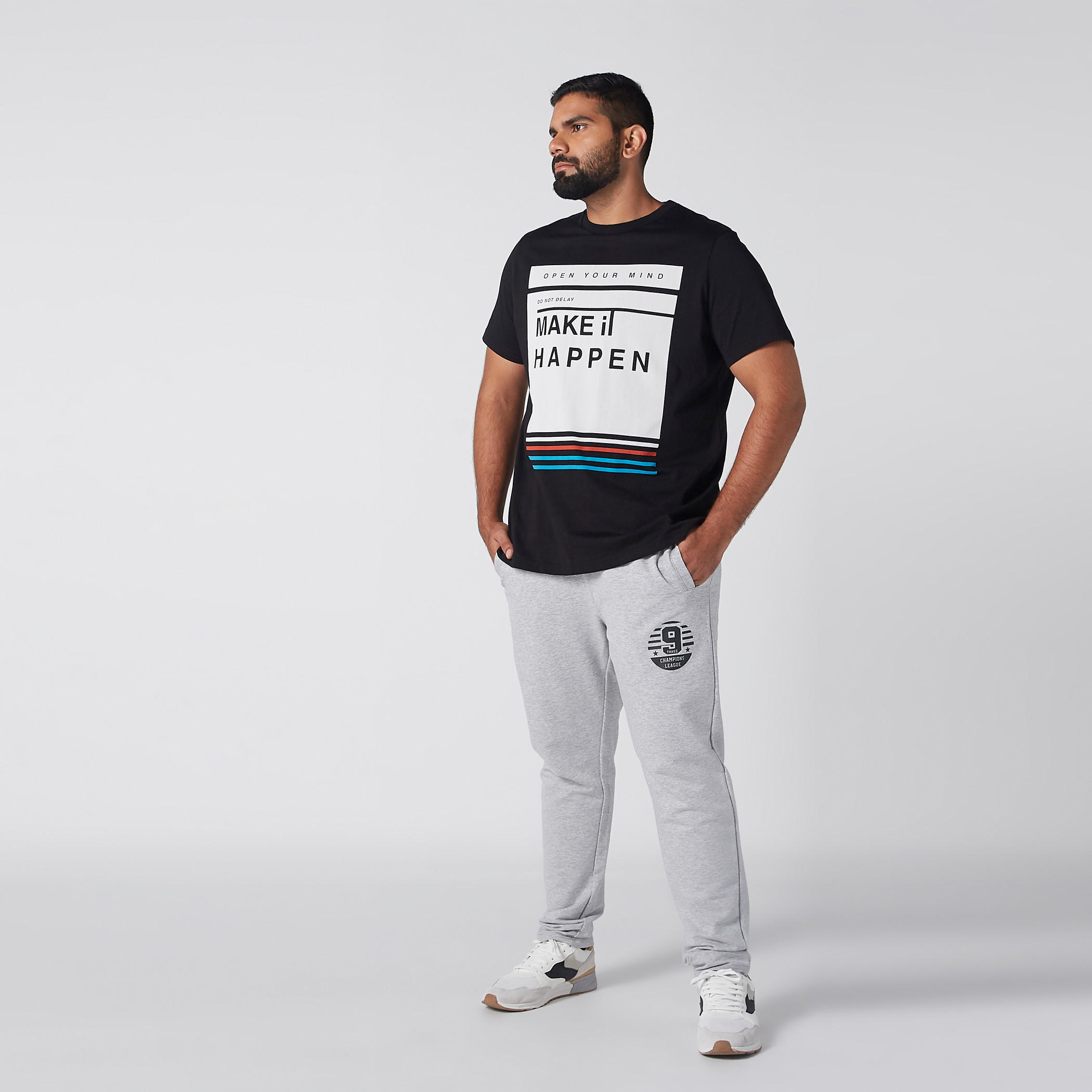 Melange Printed Track Pants with Drawstring-men-clothing-bottoms-joggers-image-2