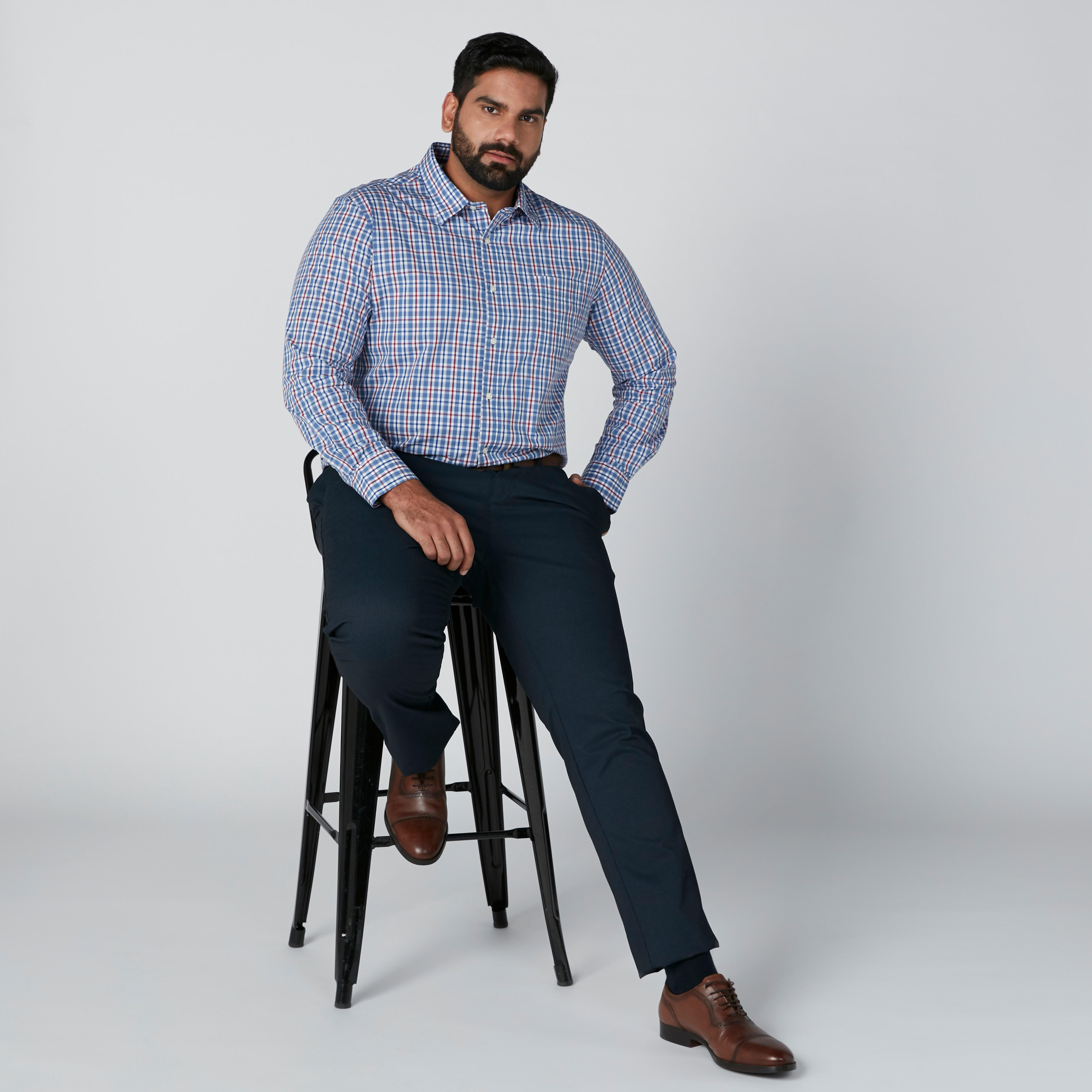 Chequered Shirt with Long Sleeves and Patch Pocket-men-clothing-shirts-image-1