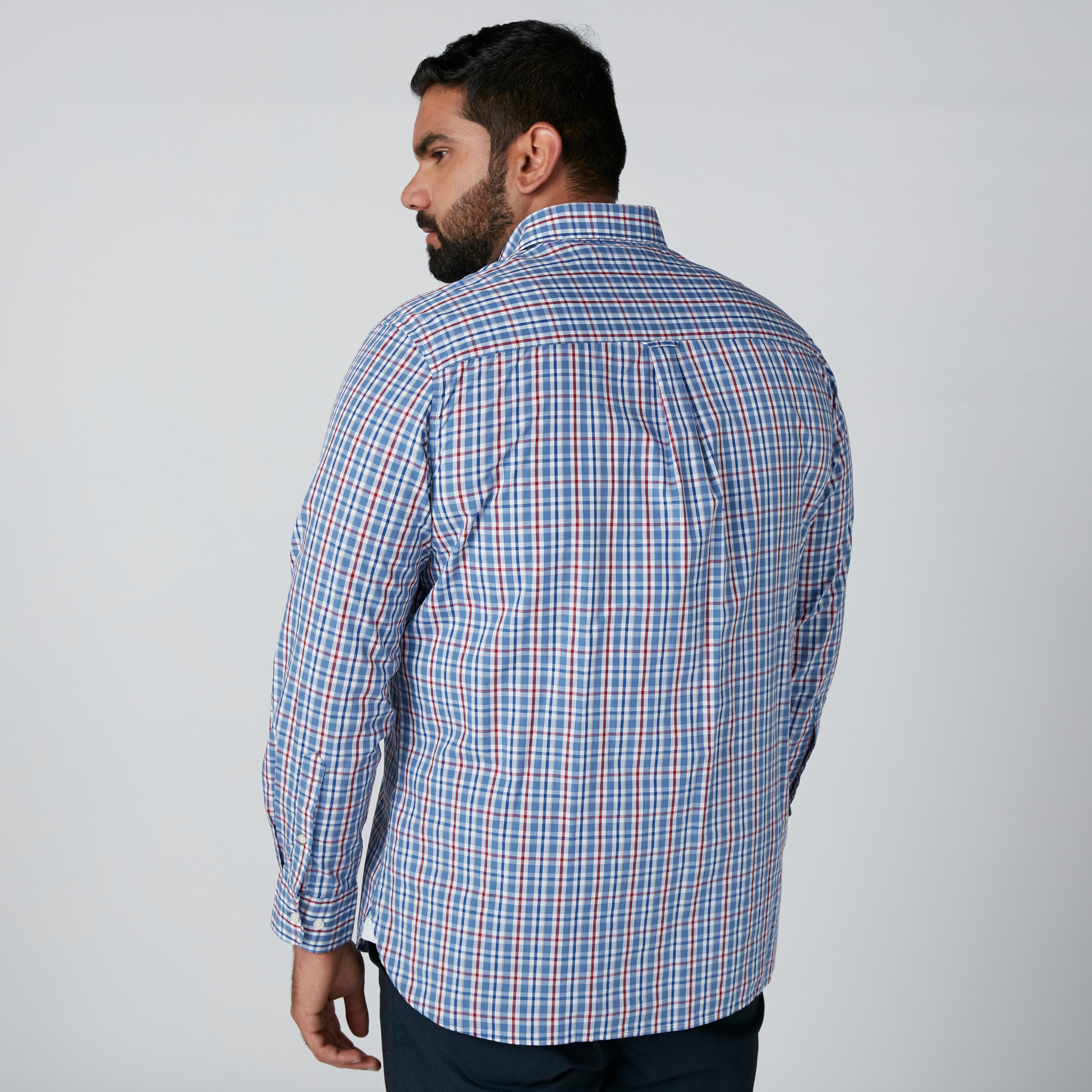 Chequered Shirt with Long Sleeves and Patch Pocket-men-clothing-shirts-image-2