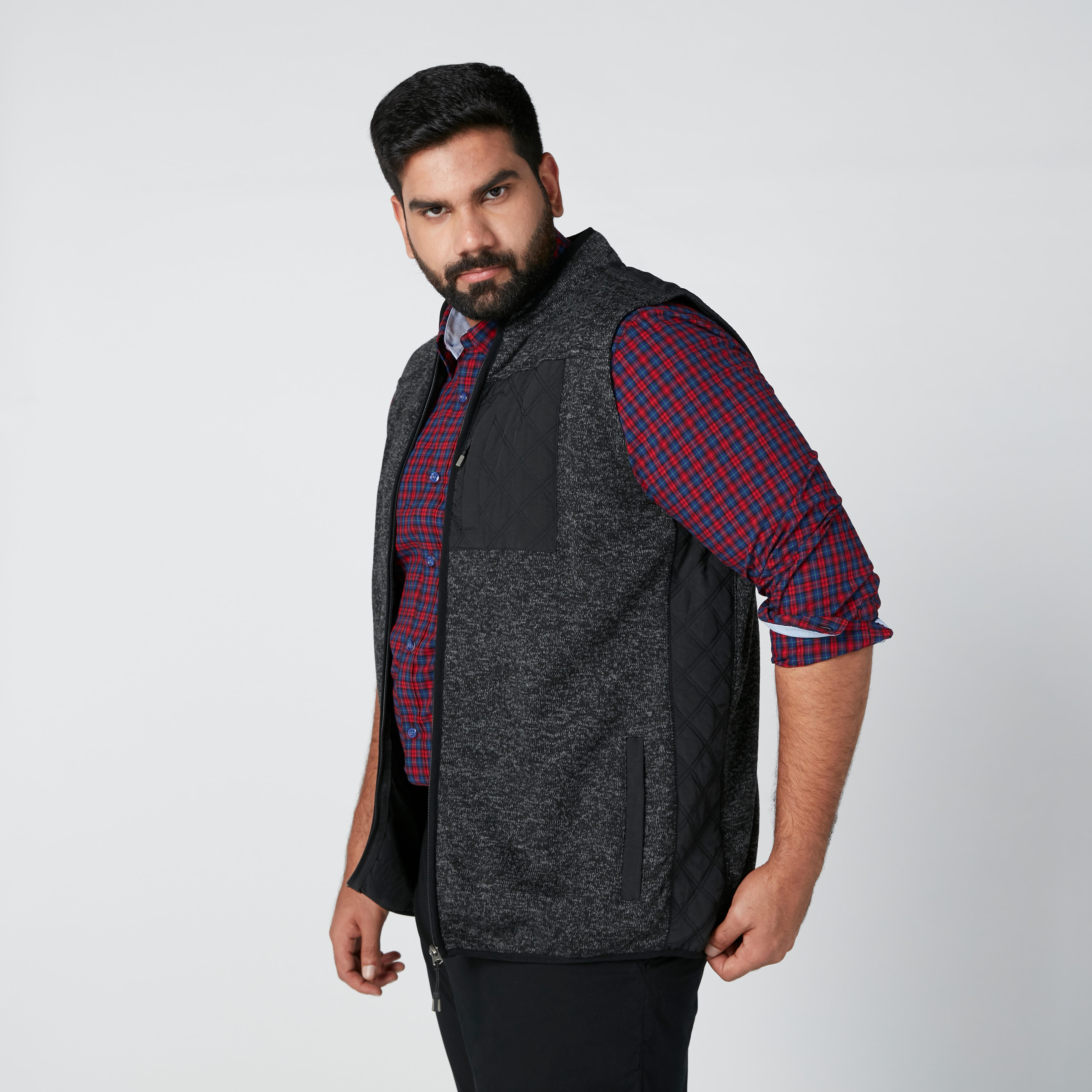Textured Sleeveless Jacket with Pocket Detail-men-clothing-jacketsandblazers-jackets-image-1