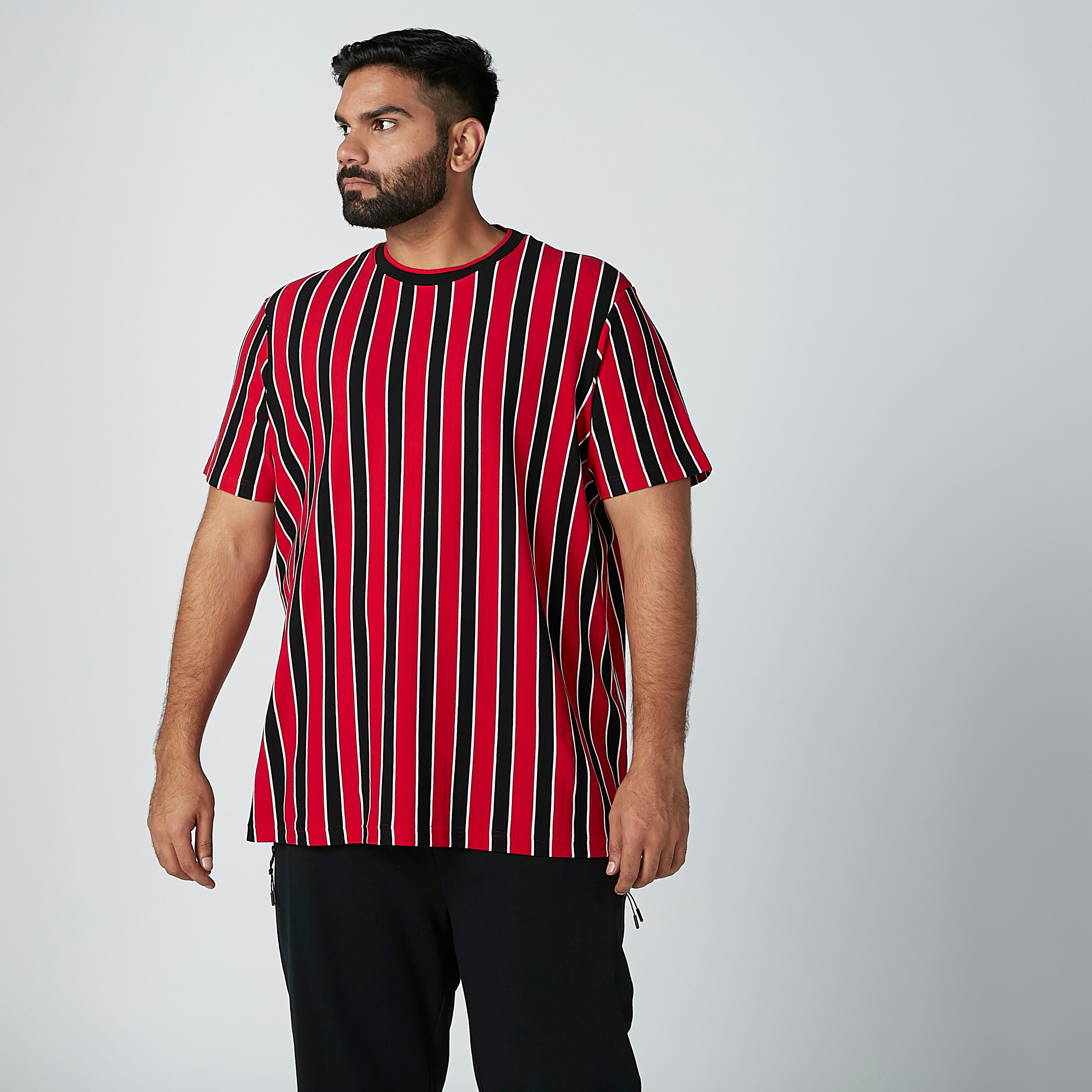 Striped T-shirt with Crew Neck and Short Sleeves-men-clothing-tshirtsandpolos-tshirts-image-3