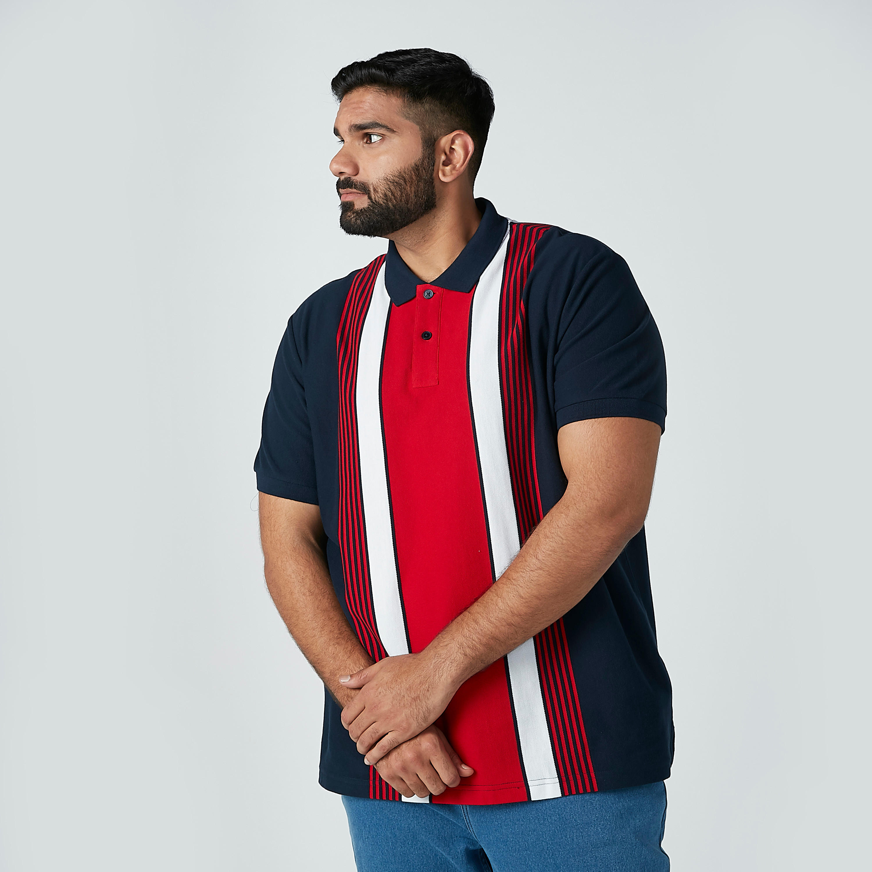 تيشيرت مقلّم بياقة بولو وأكمام قصيرة-men-clothing-tshirtsandpolos-polos-image-3