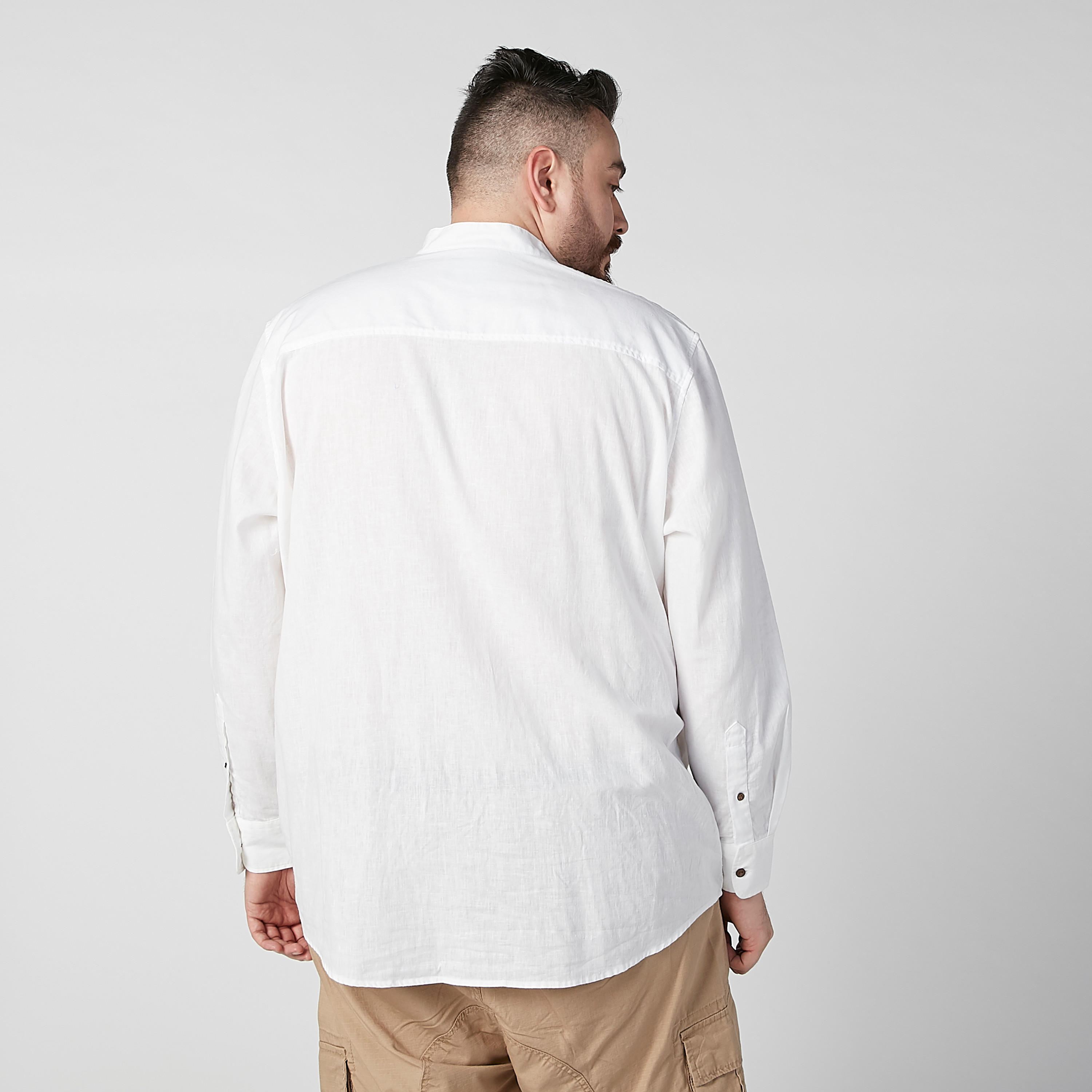 قميص سادة بياقة ماندارين وأكمام طويلة-men-clothing-shirts-image-4