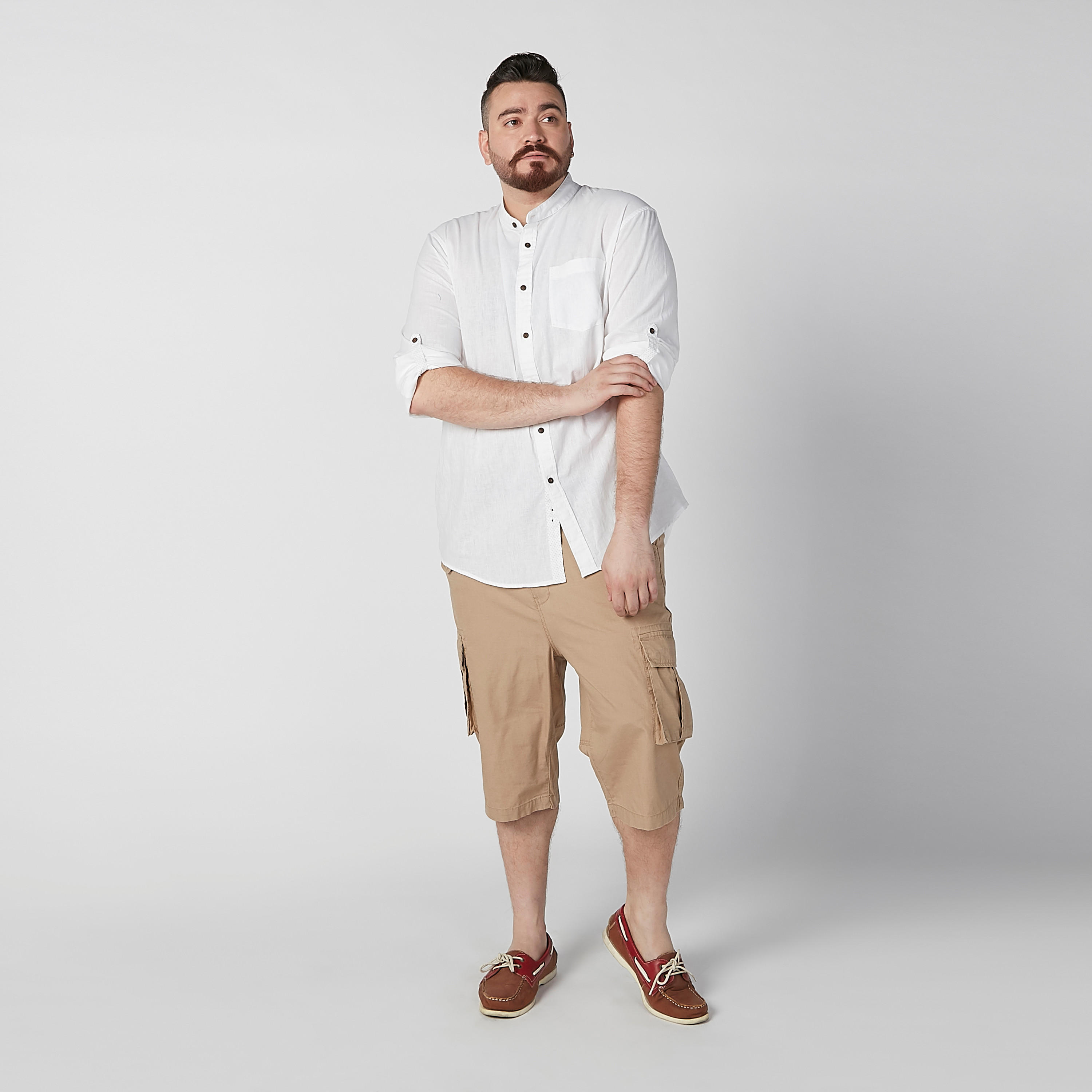قميص سادة بياقة ماندارين وأكمام طويلة-men-clothing-shirts-image-5