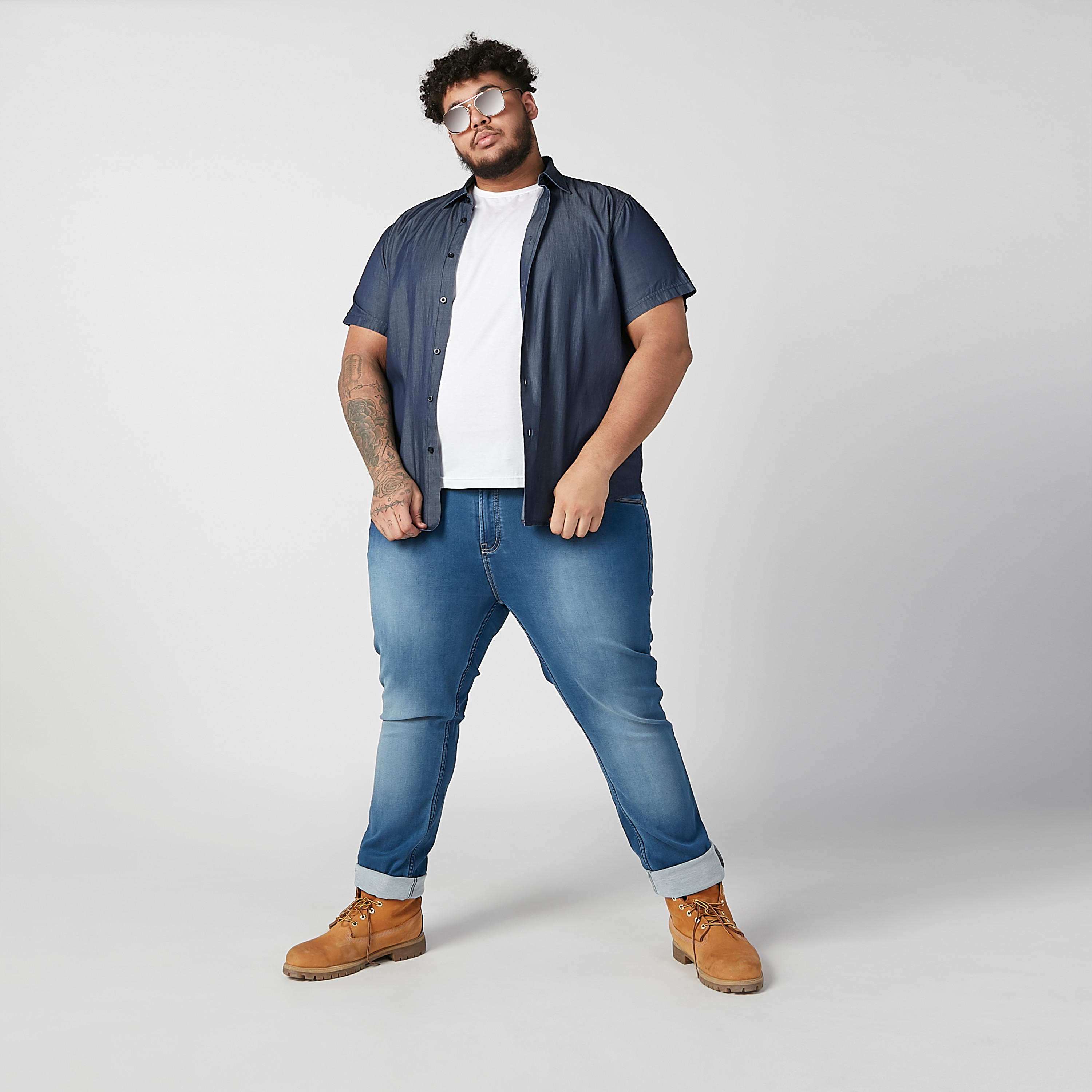 Plain Shirt with Spread Collar and Short Sleeves-men-clothing-shirts-image-2