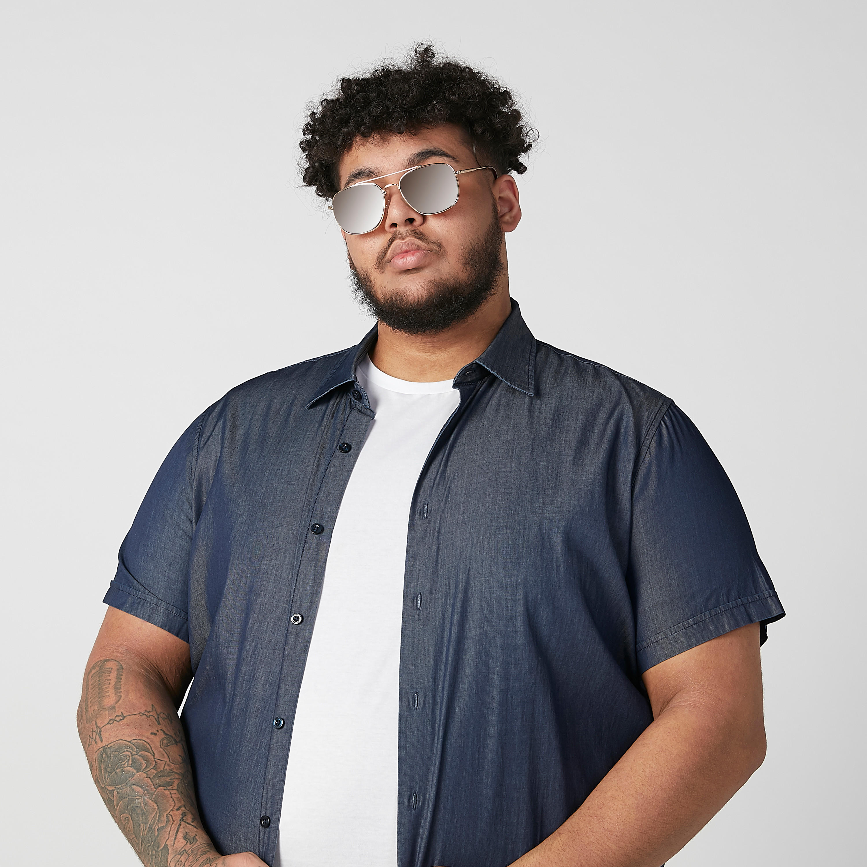 Plain Shirt with Spread Collar and Short Sleeves-men-clothing-shirts-image-4