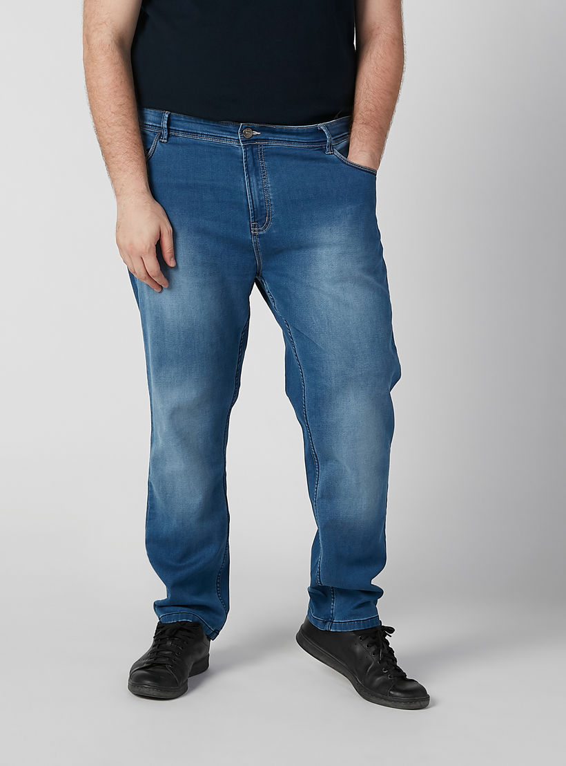 بنطلون جينز سادة بجيوب وحلقات للحزام-men-clothing-bottoms-jeans-image-2