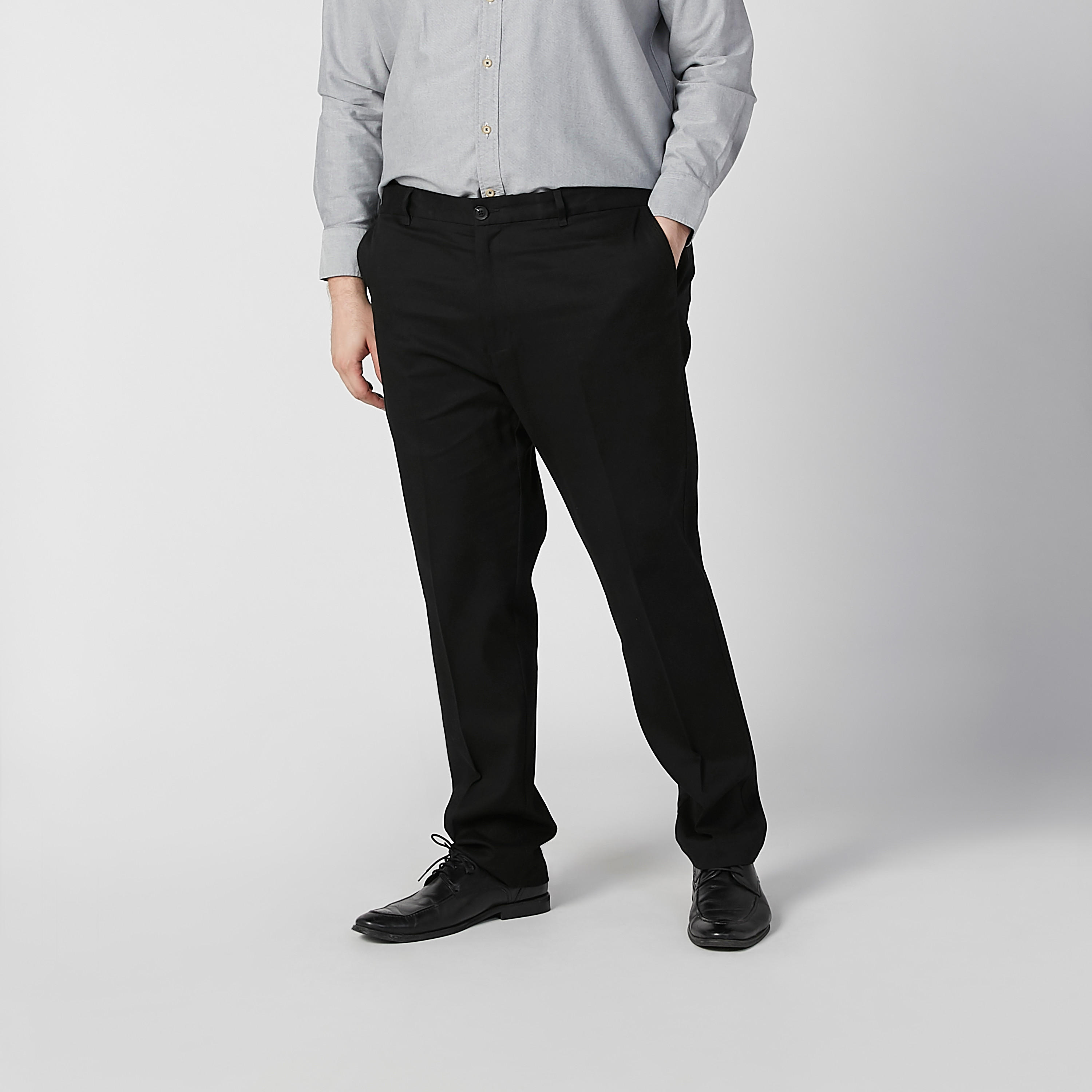 Full Length Plain Trousers with Pocket Detail and Belt Loops-men-clothing-bottoms-trousersandchinos-trousers-image-2