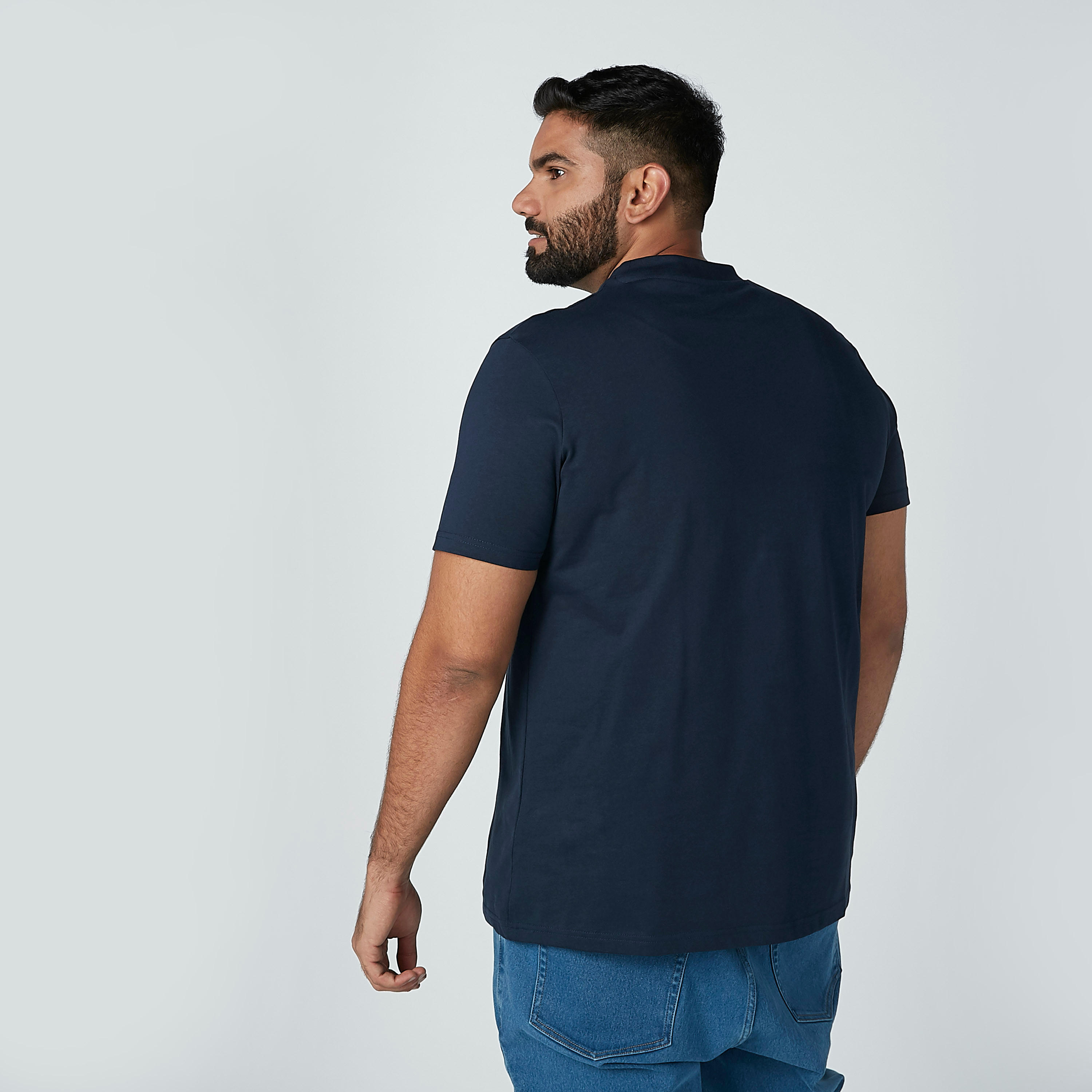Text Printed T-shirt with Round Neck and Short Sleeves-men-clothing-tshirtsandpolos-tshirts-image-2