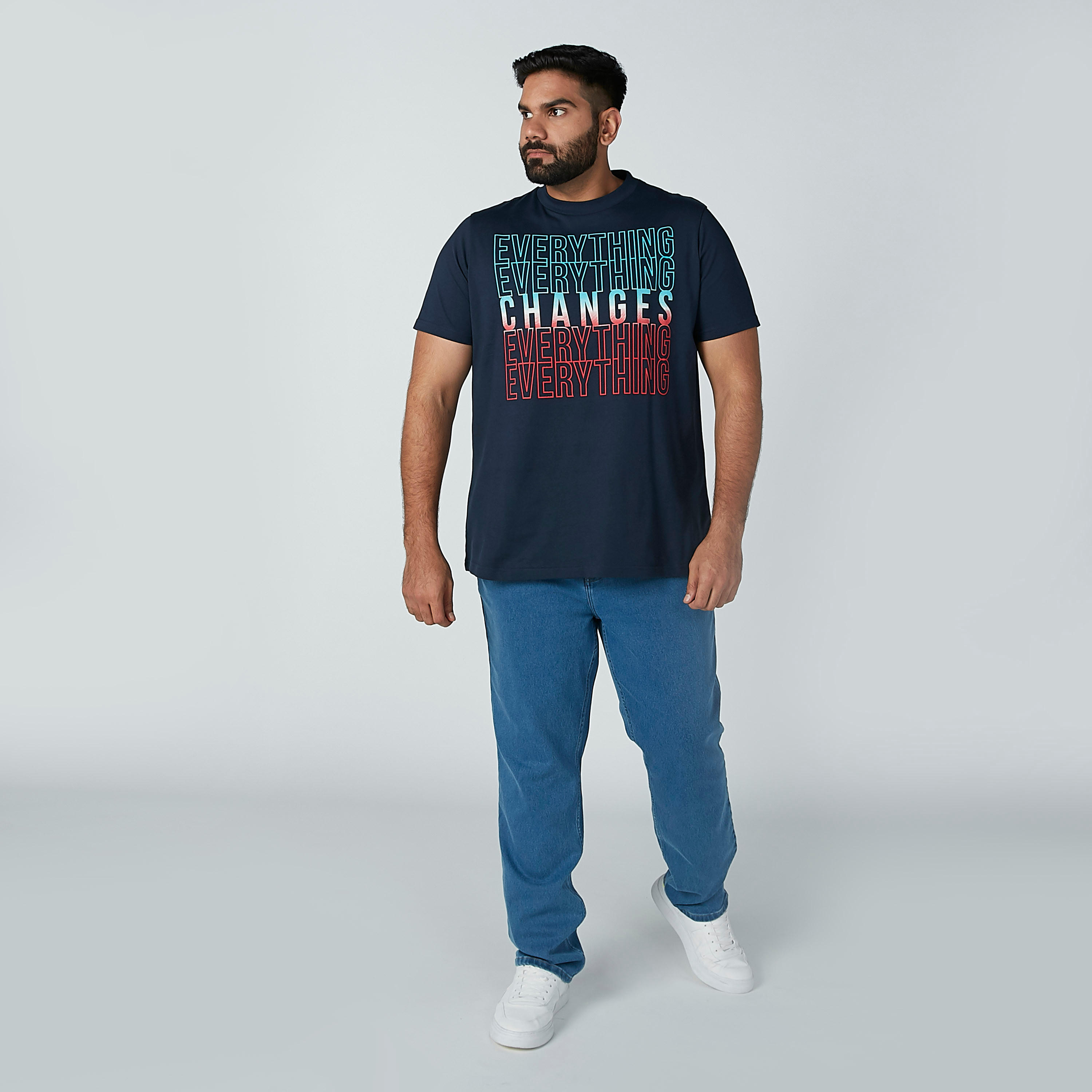 Text Printed T-shirt with Round Neck and Short Sleeves-men-clothing-tshirtsandpolos-tshirts-image-3