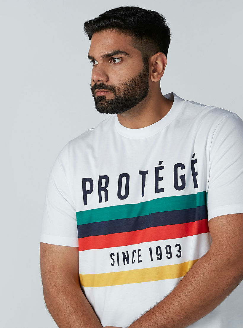 Printed Round Neck T-shirt with Short Sleeves-men-clothing-tshirtsandpolos-tshirts-image-1