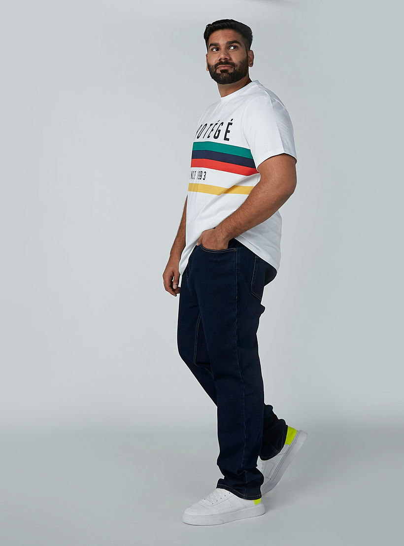 Printed Round Neck T-shirt with Short Sleeves-men-clothing-tshirtsandpolos-tshirts-image-2
