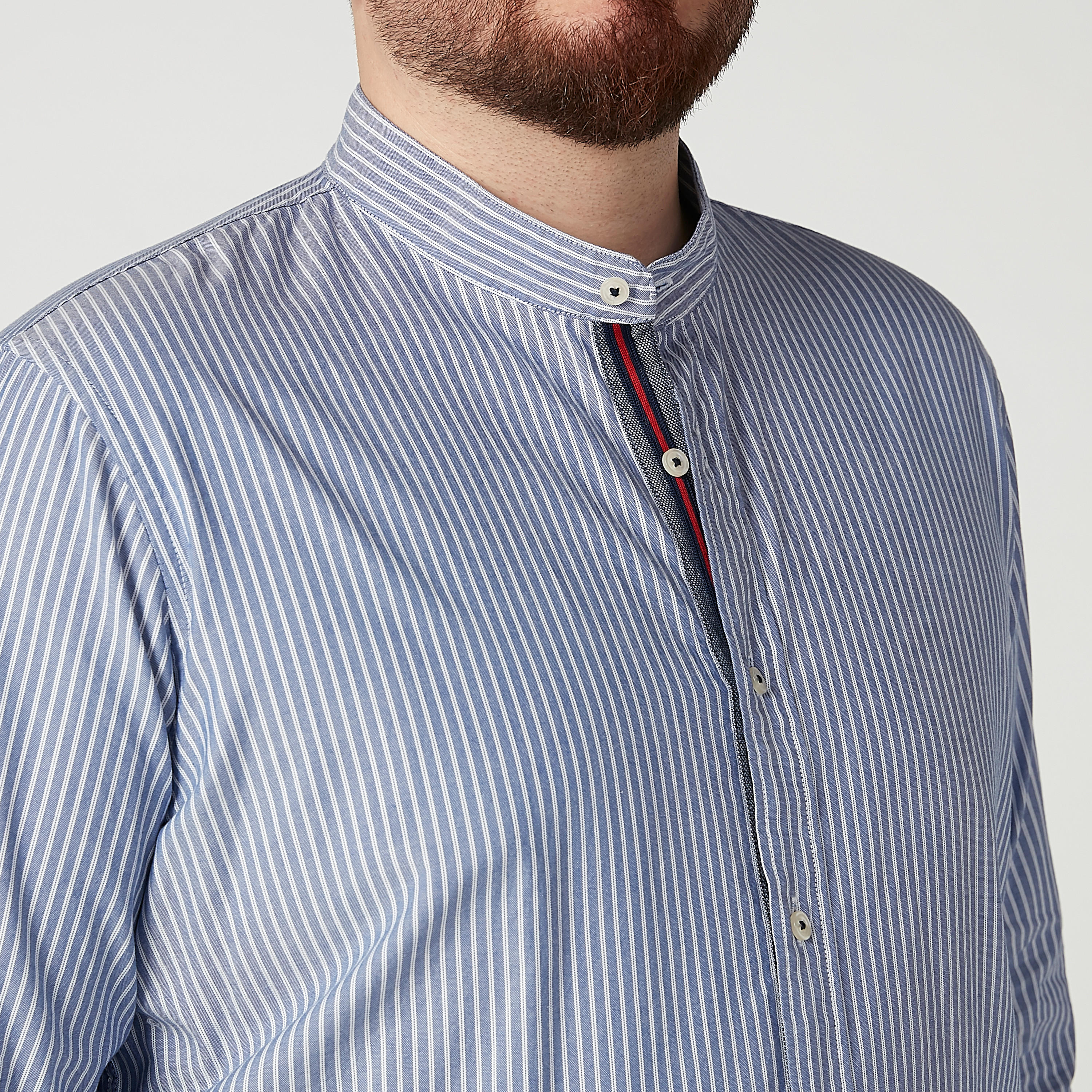 Striped Shirt with Mandarin Collar and Long Sleeves-men-clothing-shirts-image-4