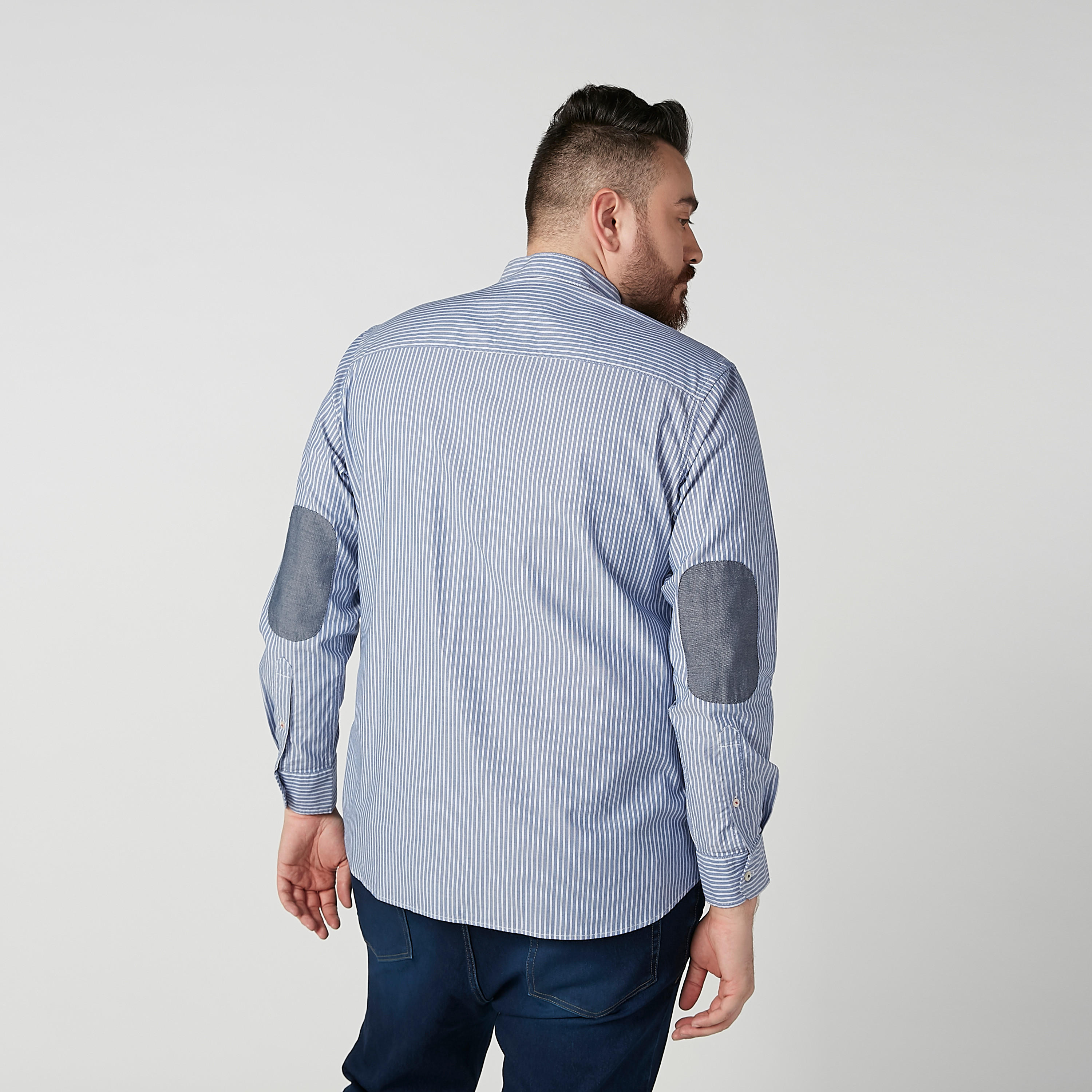 Striped Shirt with Mandarin Collar and Long Sleeves-men-clothing-shirts-image-6