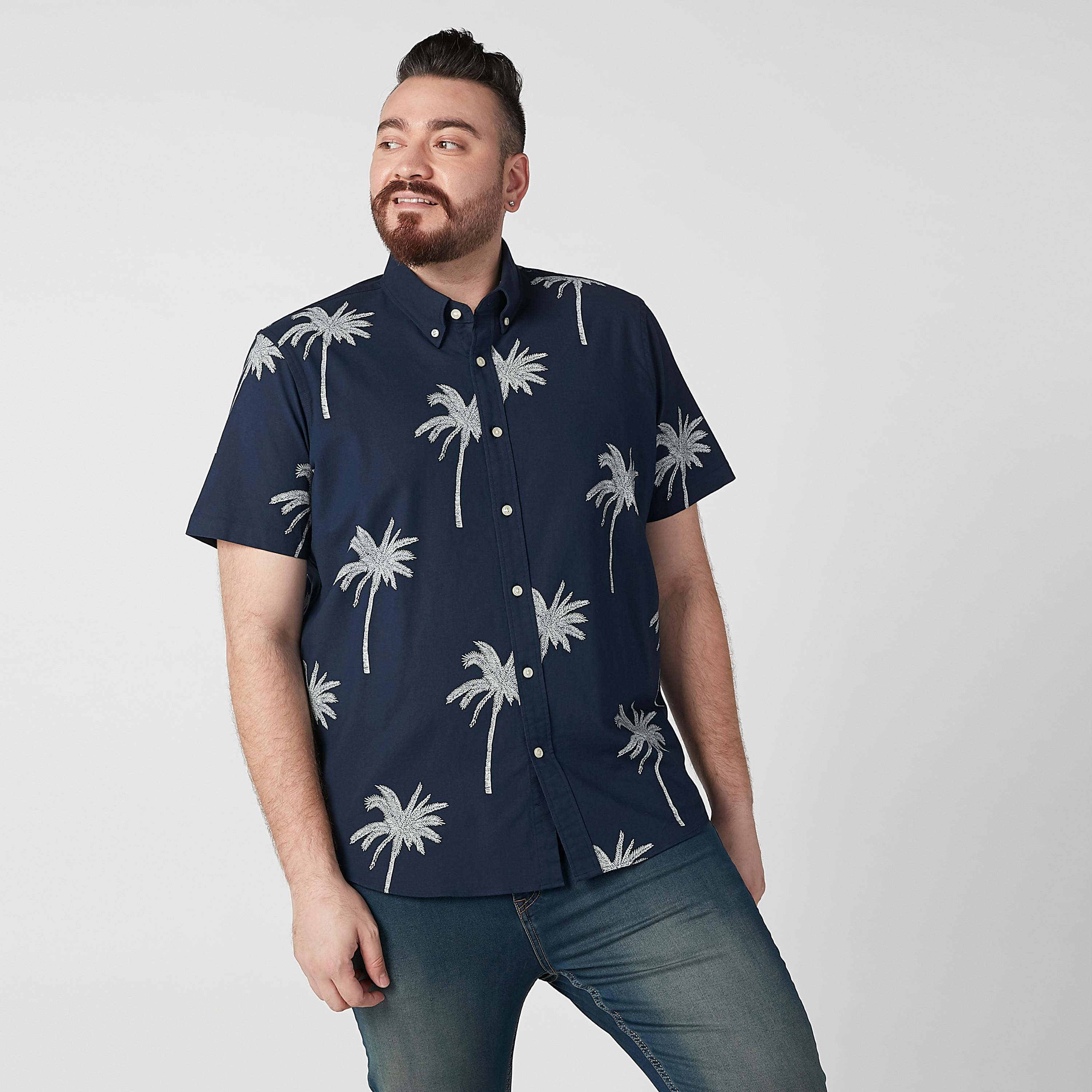 قميص بياقة عاديّة وأكمام قصيرة وطبعات-men-clothing-shirts-image-2
