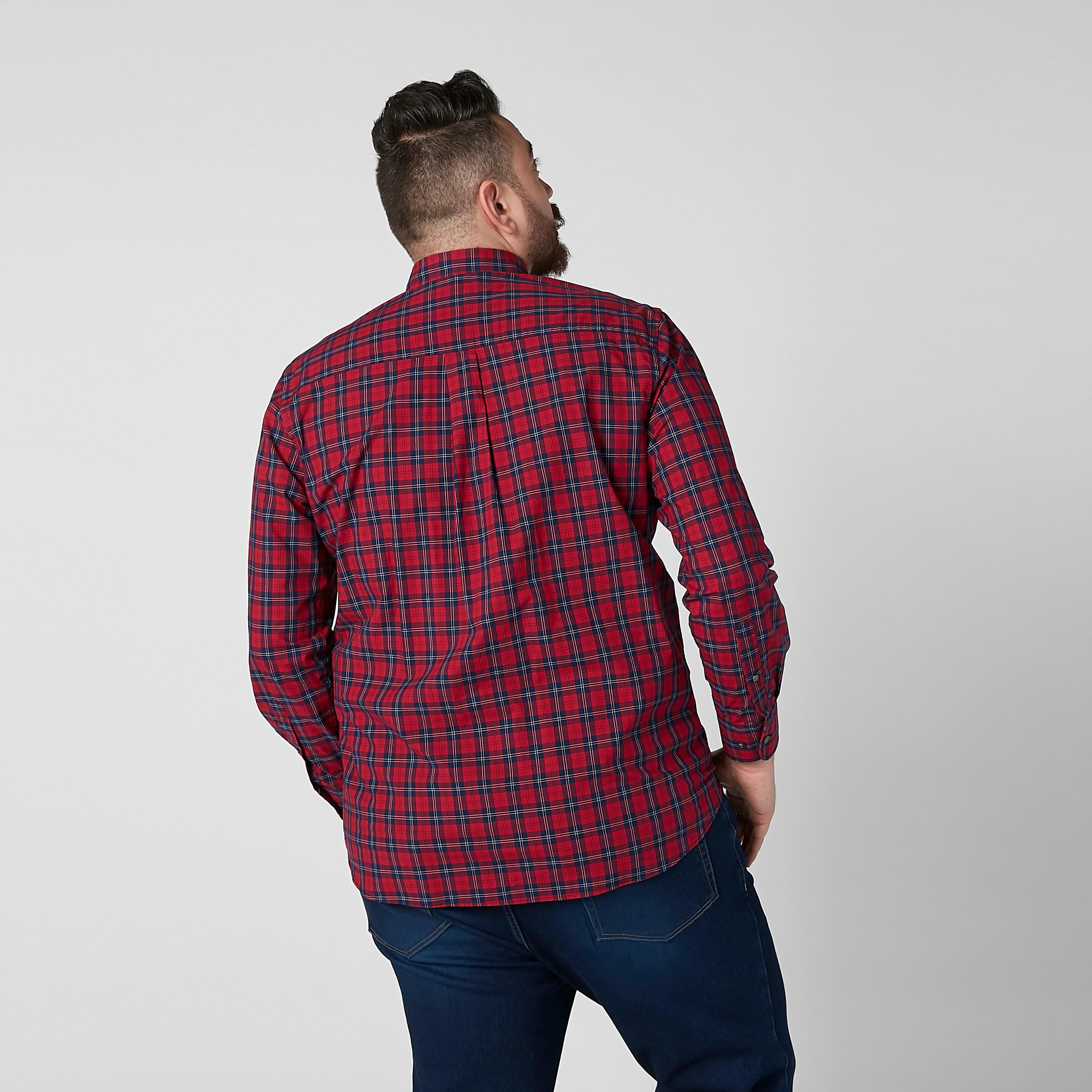 Chequered Shirt with Spread Collar and Long Sleeves-men-clothing-shirts-image-4
