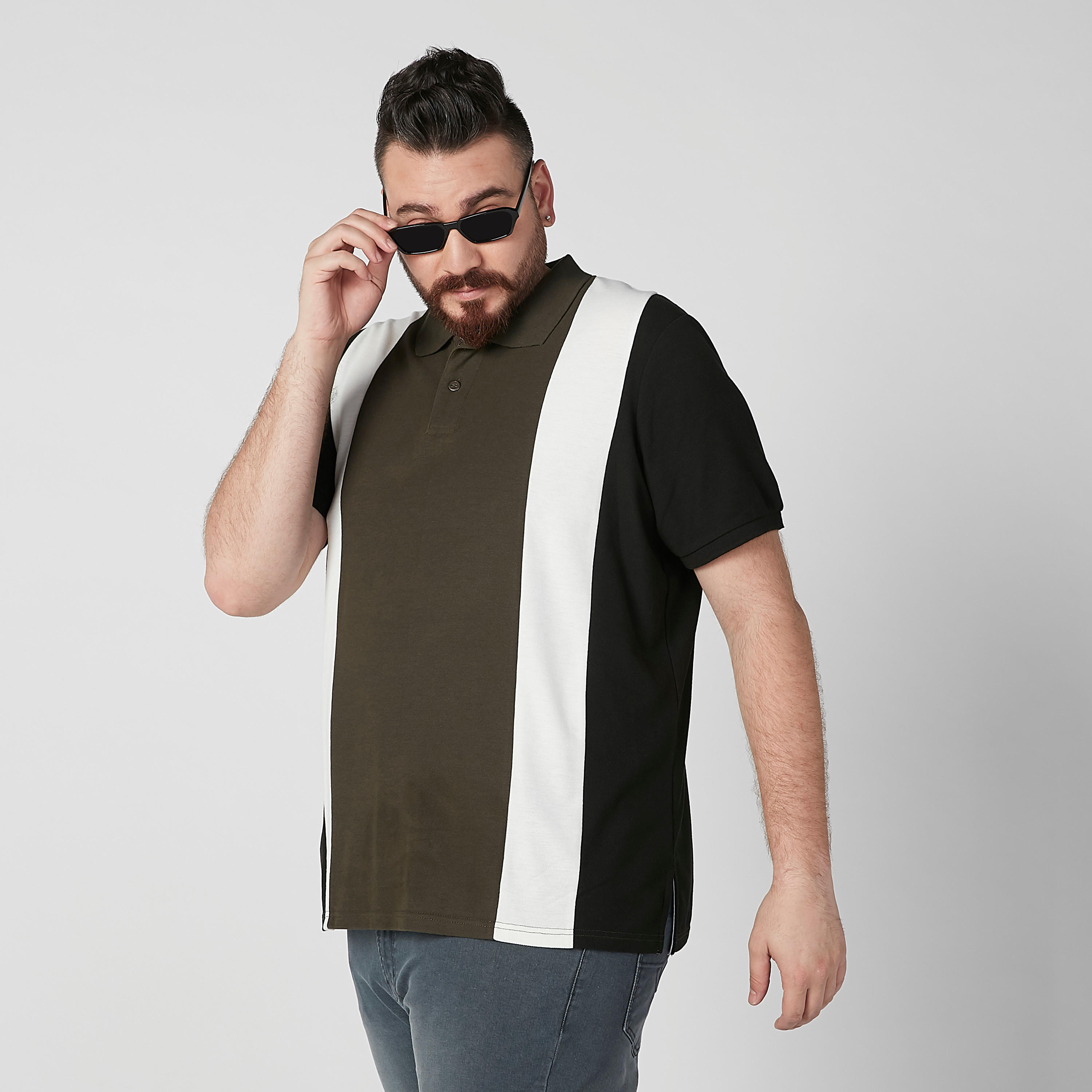 Textured T-shirt with Polo Neck and Short Sleeves-men-clothing-tshirtsandpolos-polos-image-1