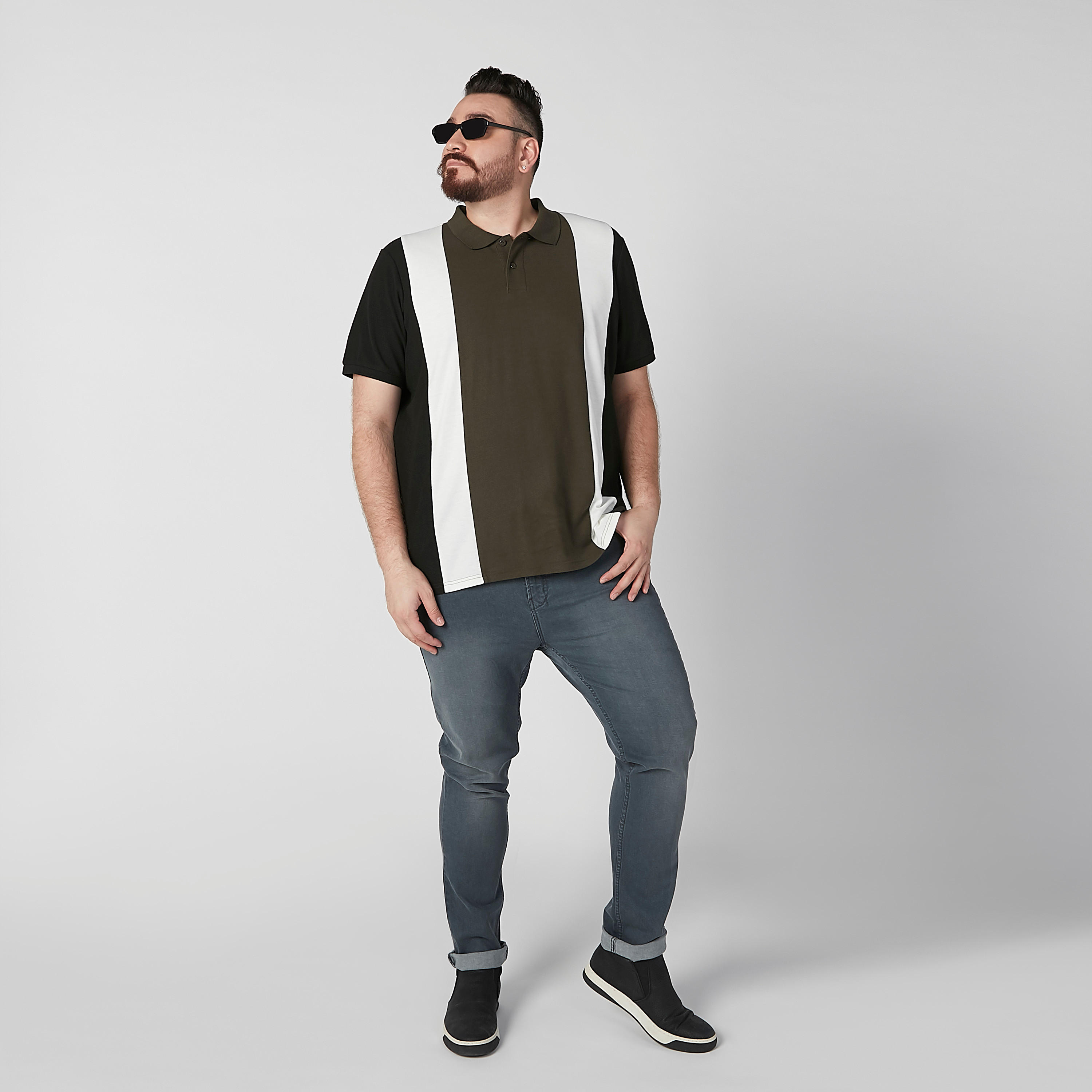 Textured T-shirt with Polo Neck and Short Sleeves-men-clothing-tshirtsandpolos-polos-image-2