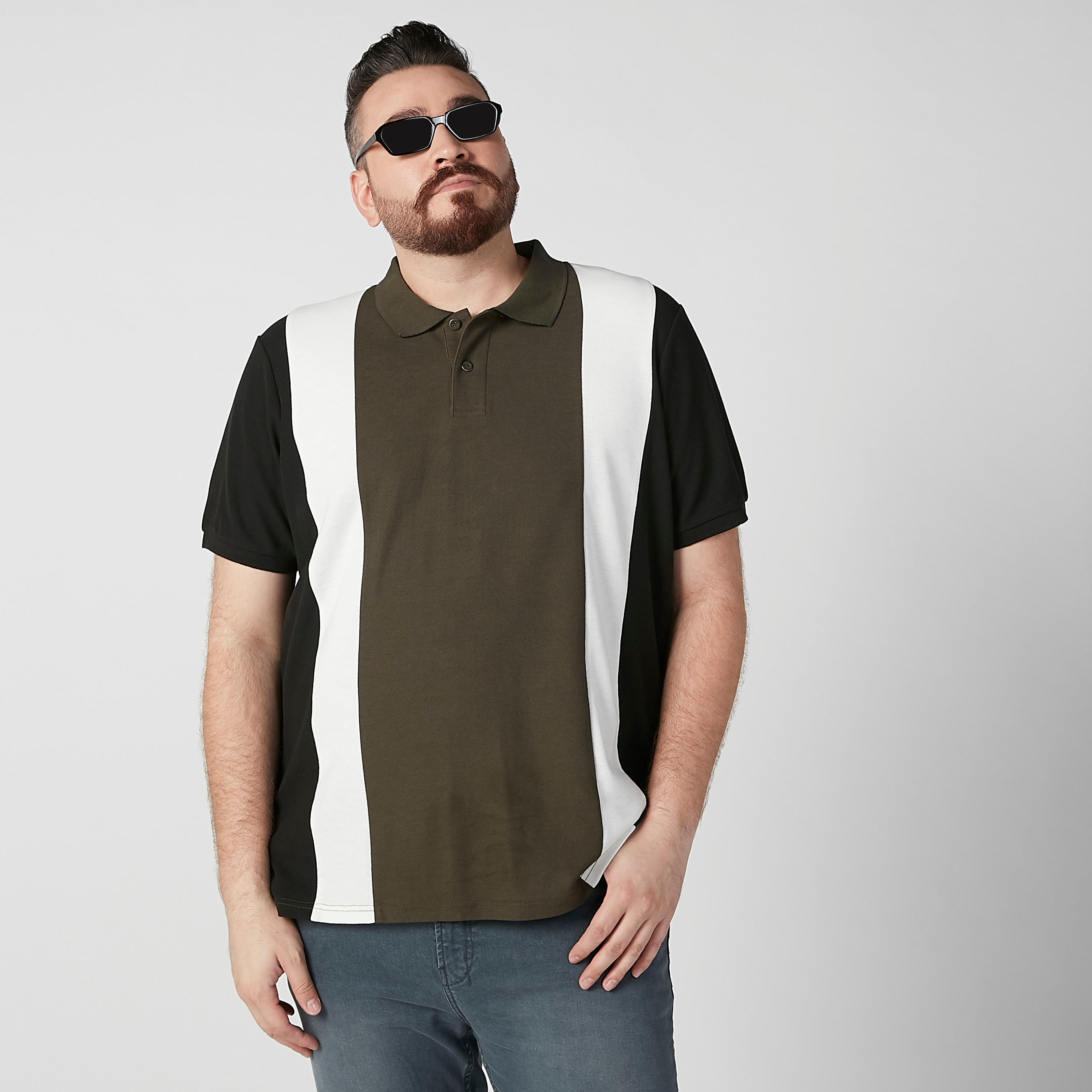 Textured T-shirt with Polo Neck and Short Sleeves-men-clothing-tshirtsandpolos-polos-image-3