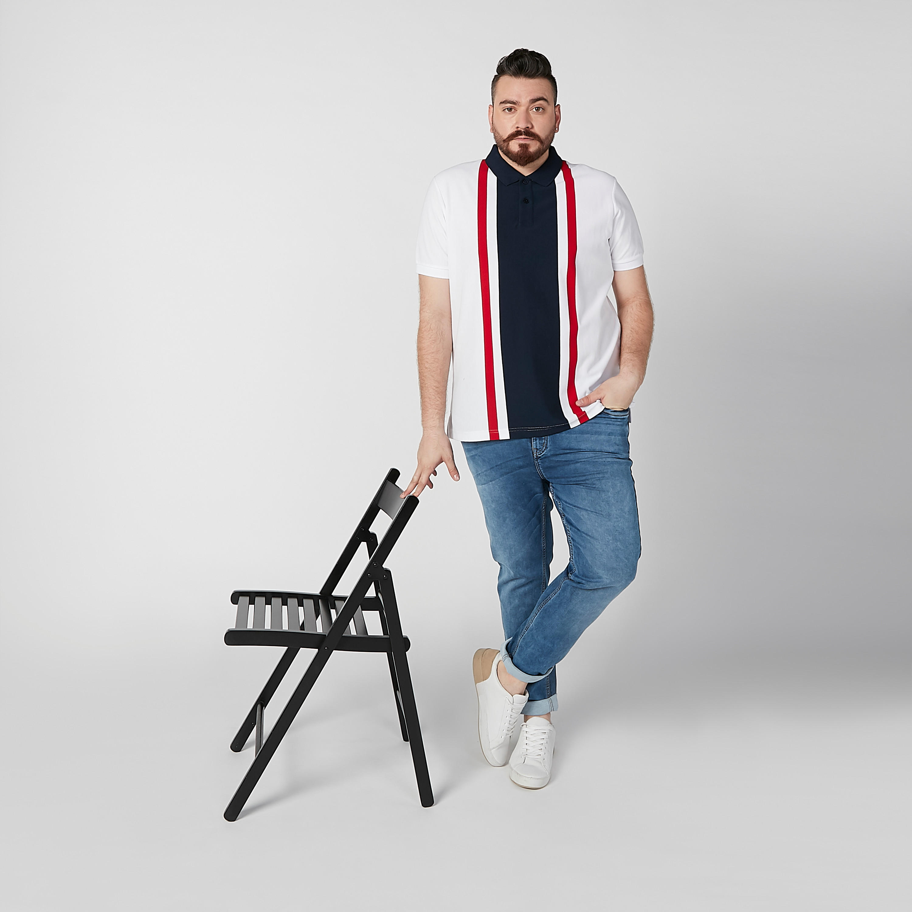 تيشيرت بولو مخطط بأكمام قصيرة-men-clothing-tshirtsandpolos-polos-image-1