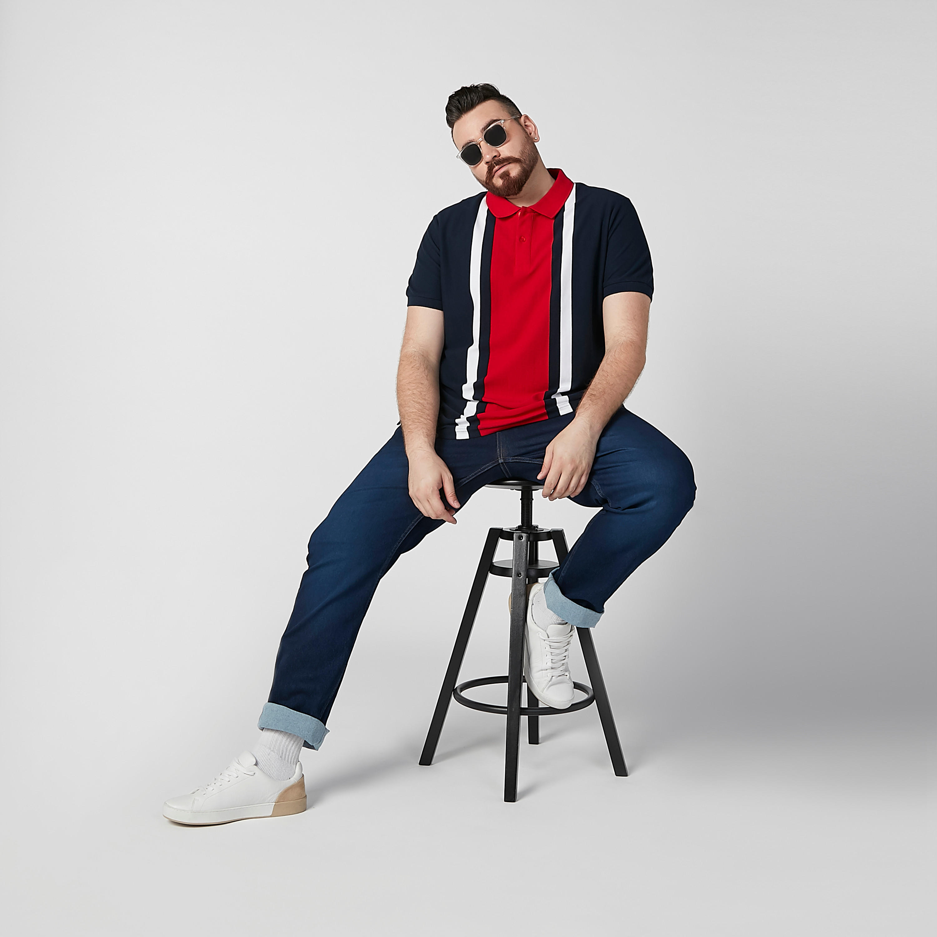 تيشيرت بولو مخطط بأكمام قصيرة-men-clothing-tshirtsandpolos-polos-image-1