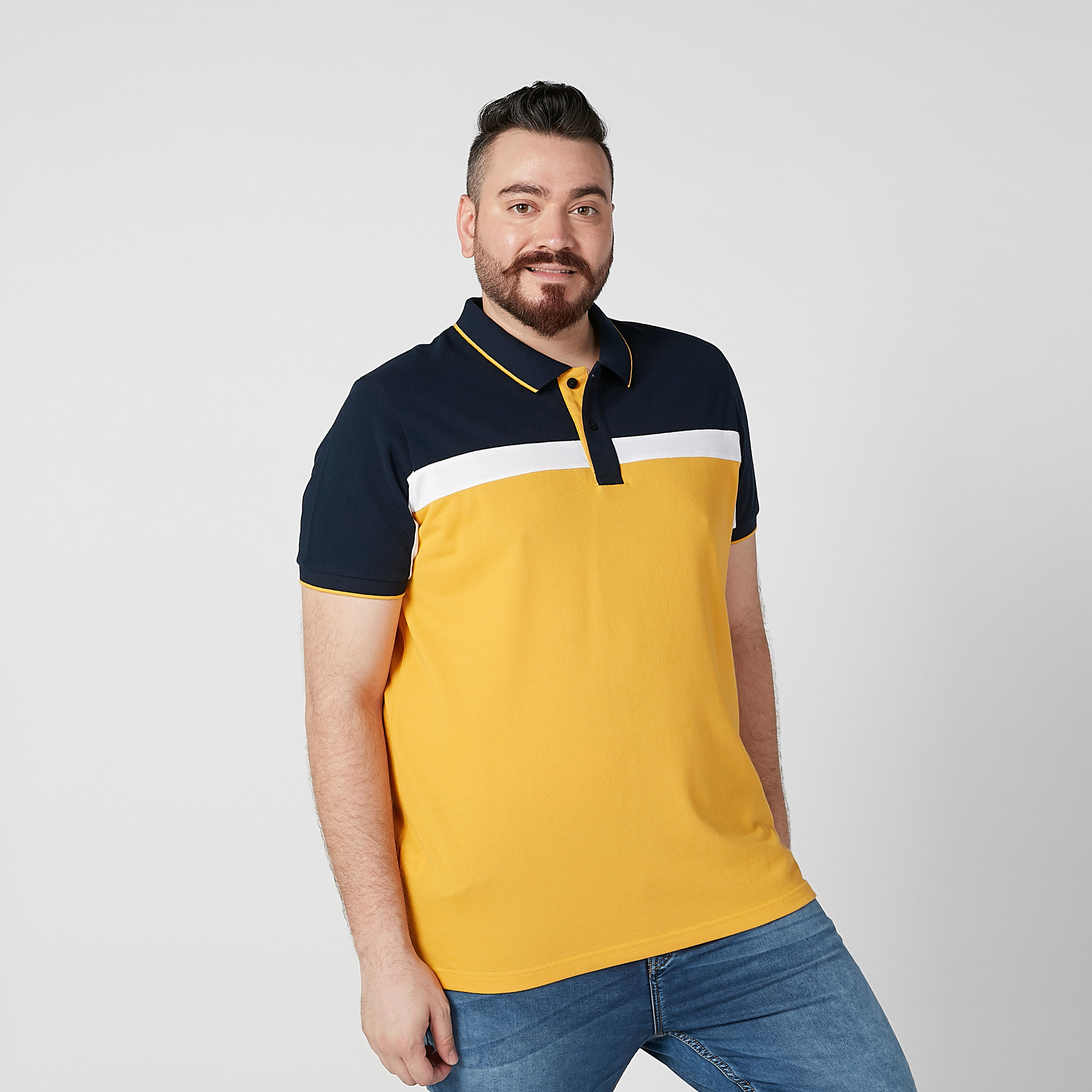 تيشيرت بولو بارز الملمس بأكمام قصيرة-men-clothing-tshirtsandpolos-polos-image-1