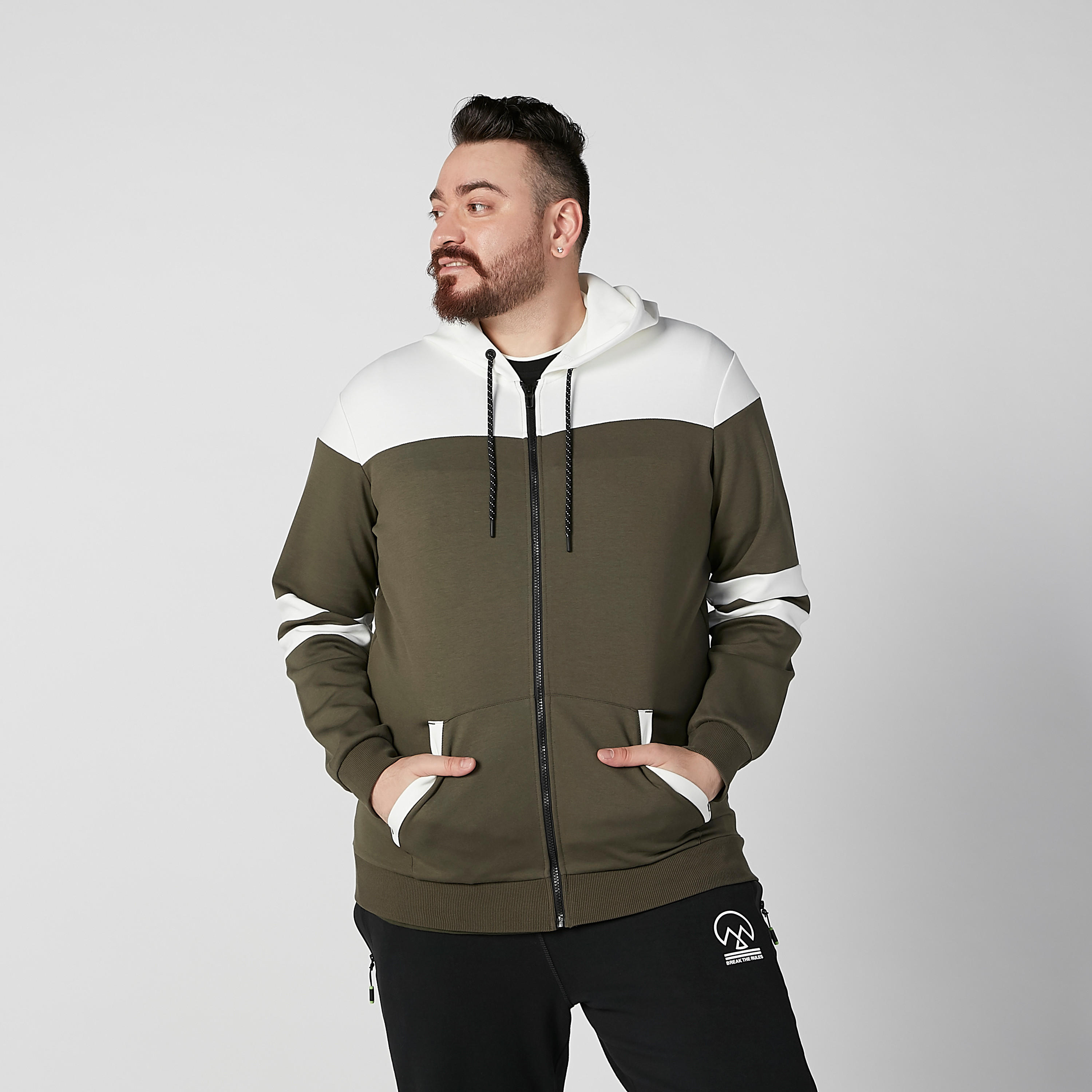 Colour Block Sweatshirt with Hood and Slant Pockets-men-winterwear-hoodiesandsweatshirts-image-1