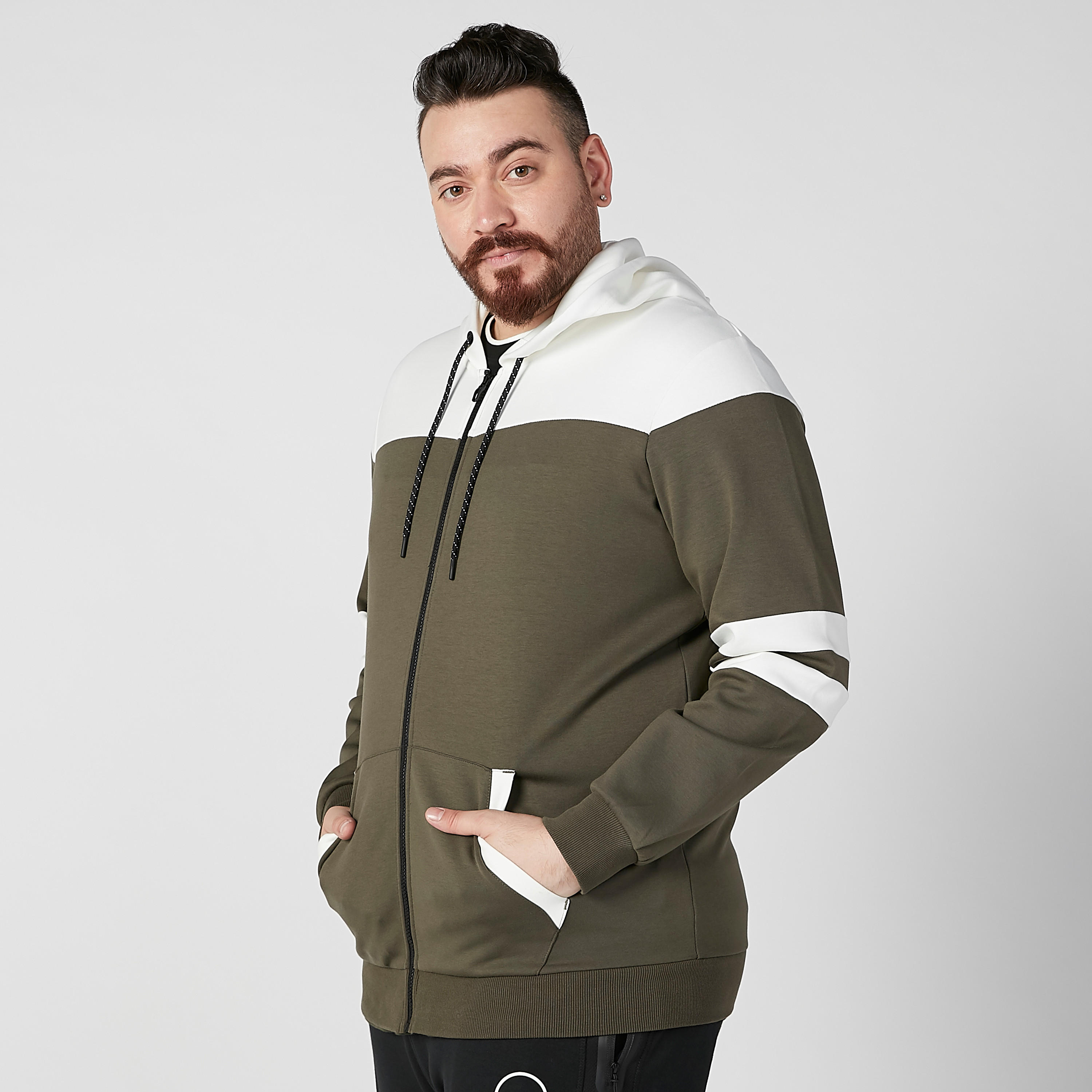 Colour Block Sweatshirt with Hood and Slant Pockets-men-winterwear-hoodiesandsweatshirts-image-4
