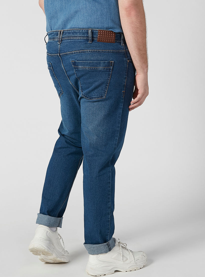 بنطلون جينز سادة بجيوب وحلقات للحزام-men-clothing-bottoms-jeans-image-4