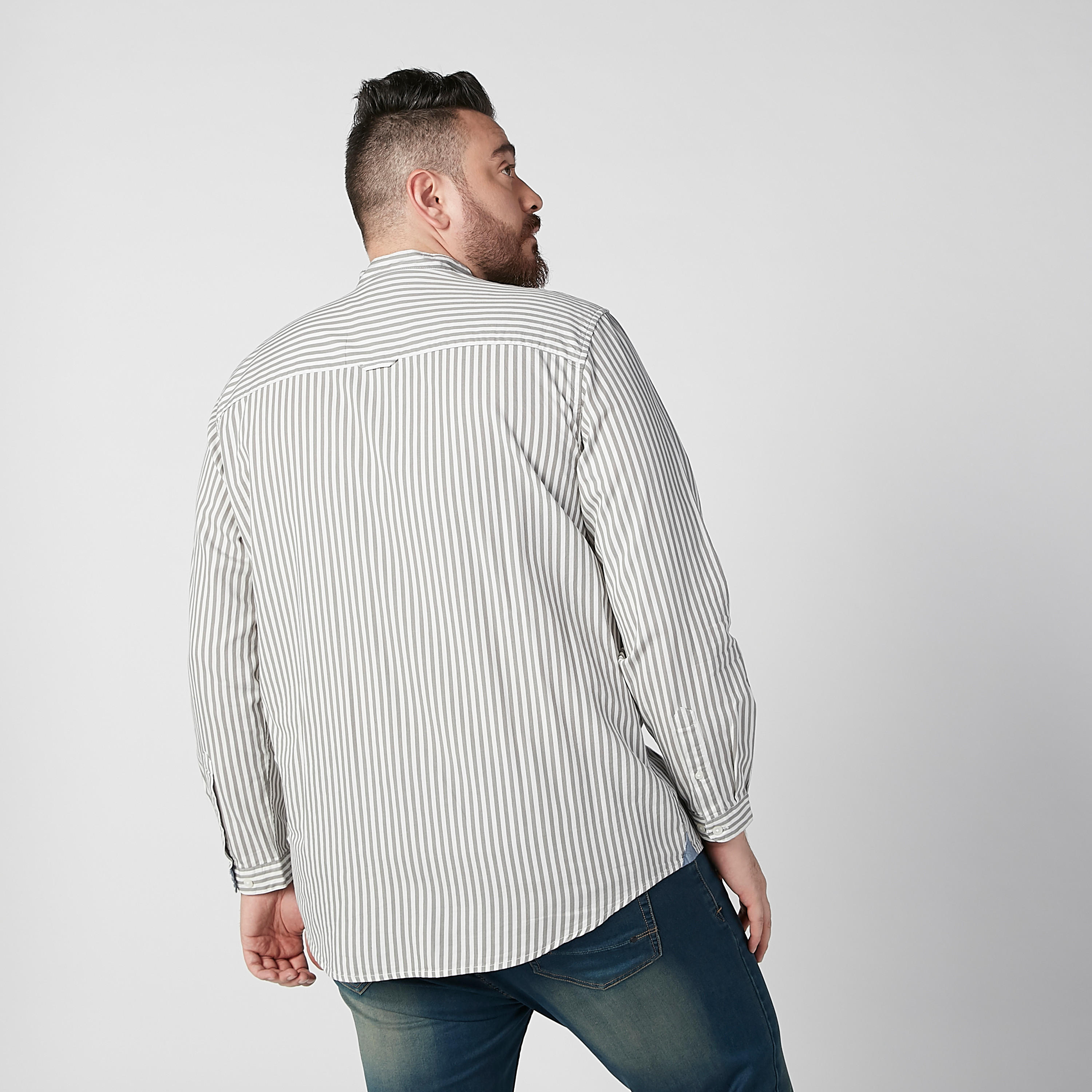 قميص مقلّم بياقة ماندارين وأكمام طويلة-men-clothing-shirts-image-4