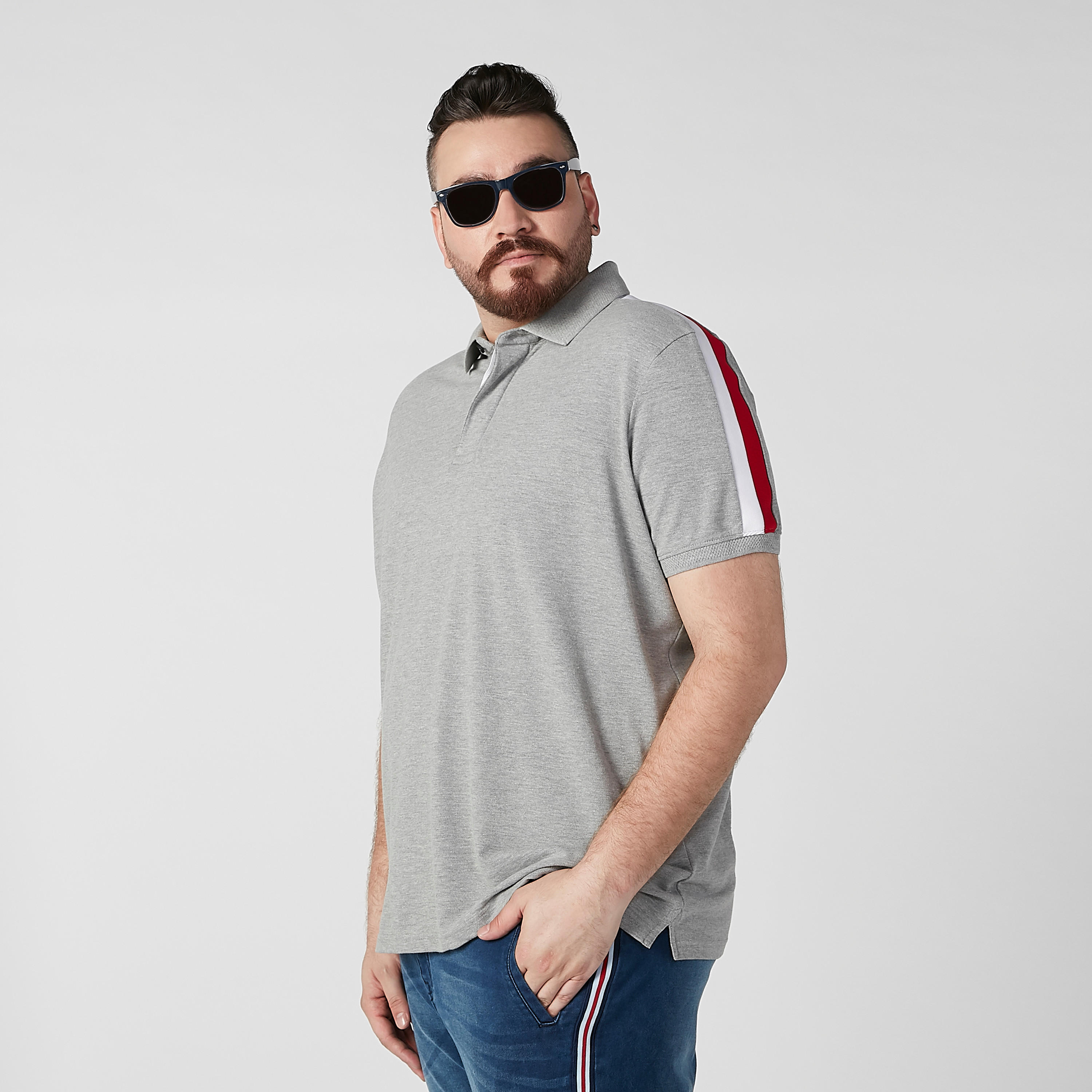 Plain T-shirt with Polo Neck and Short Sleeves-men-clothing-tshirtsandpolos-polos-image-1
