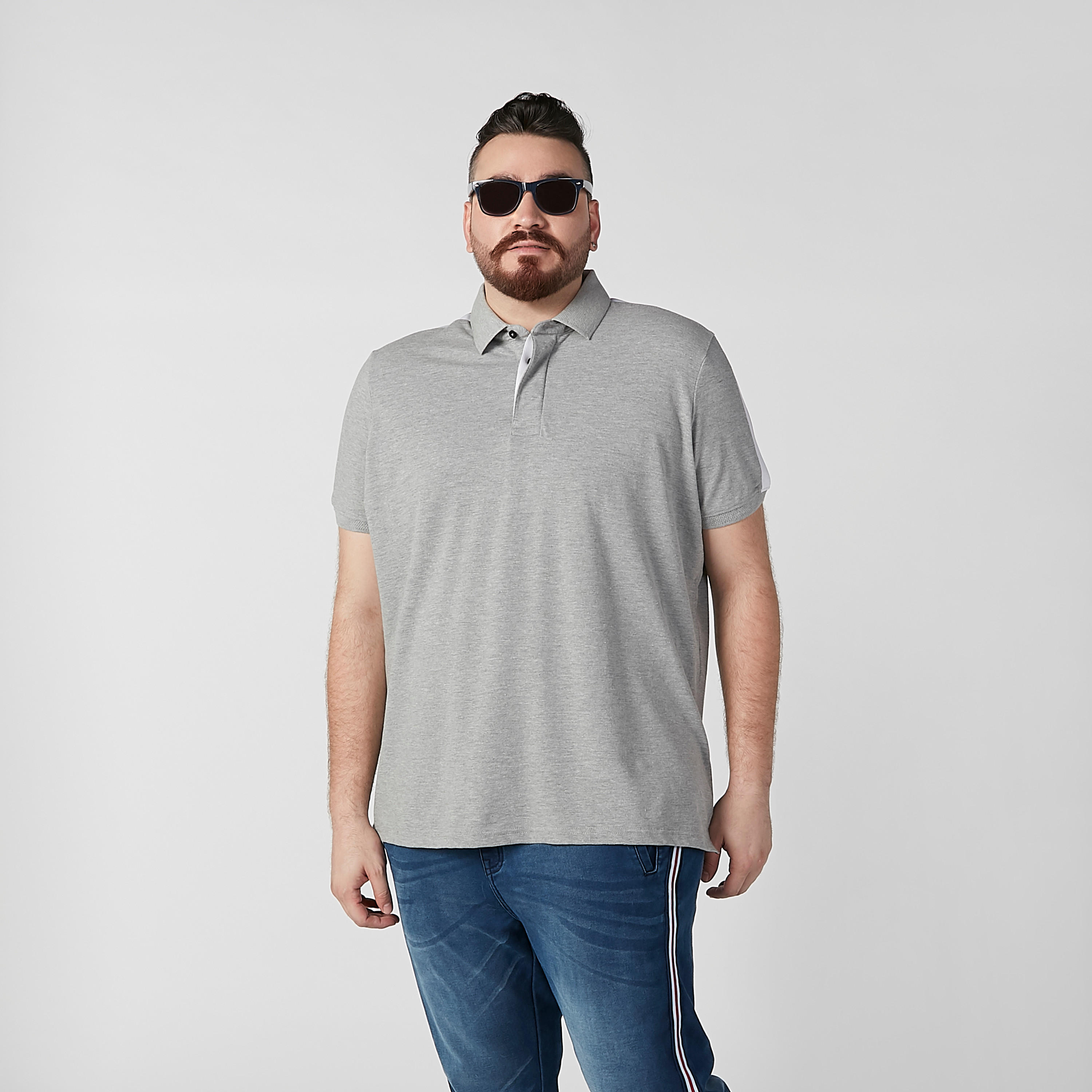 Plain T-shirt with Polo Neck and Short Sleeves-men-clothing-tshirtsandpolos-polos-image-3
