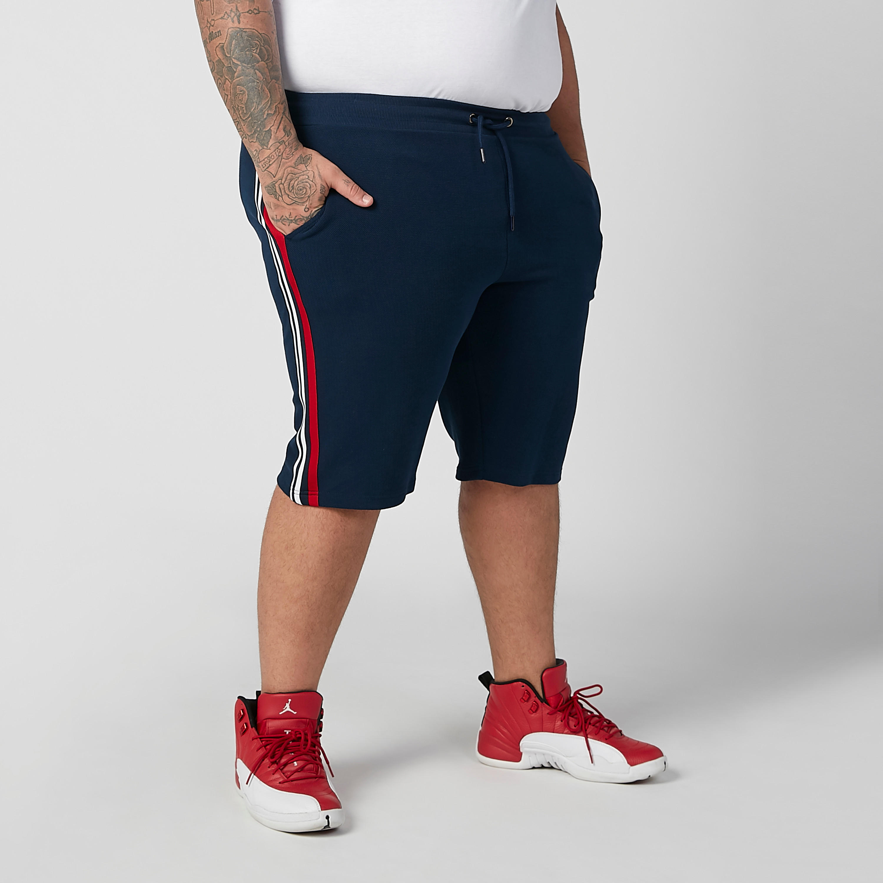 Striped Mid Waist Shorts with Elasticised Waistband and Pocket Detail-men-clothing-bottoms-shorts-image-1