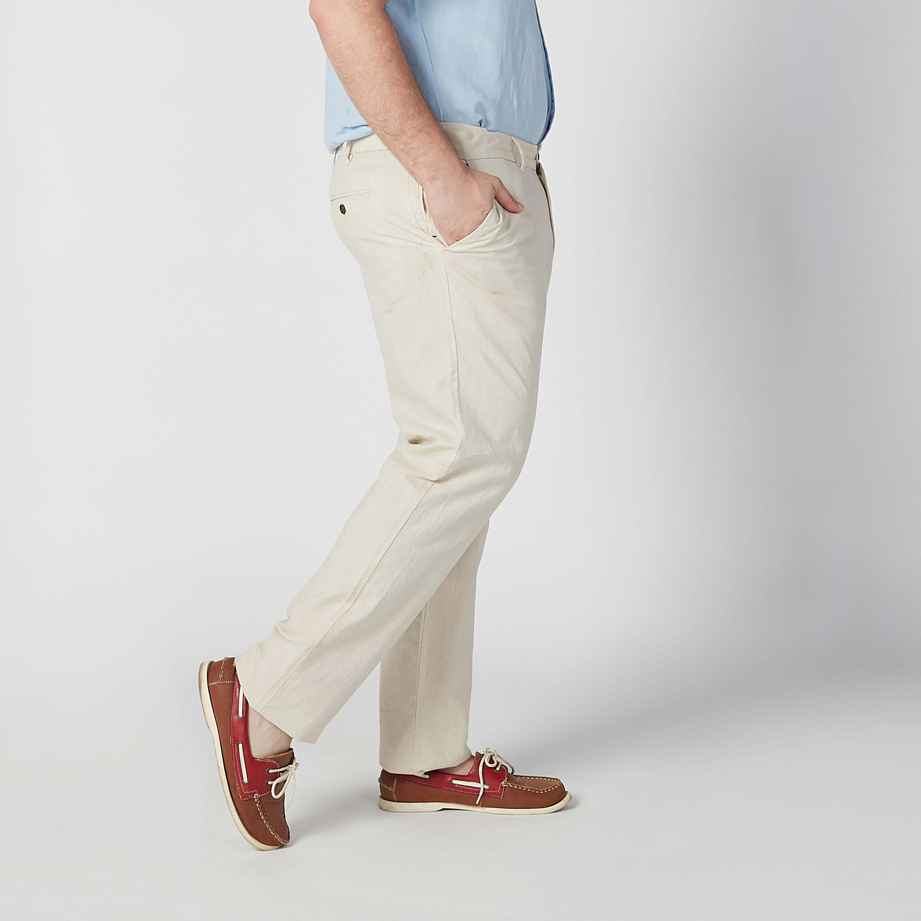 بنطلون شينو سادة بخصر متوسط الارتفاع وجيوب-men-clothing-bottoms-trousersandchinos-trousers-image-4