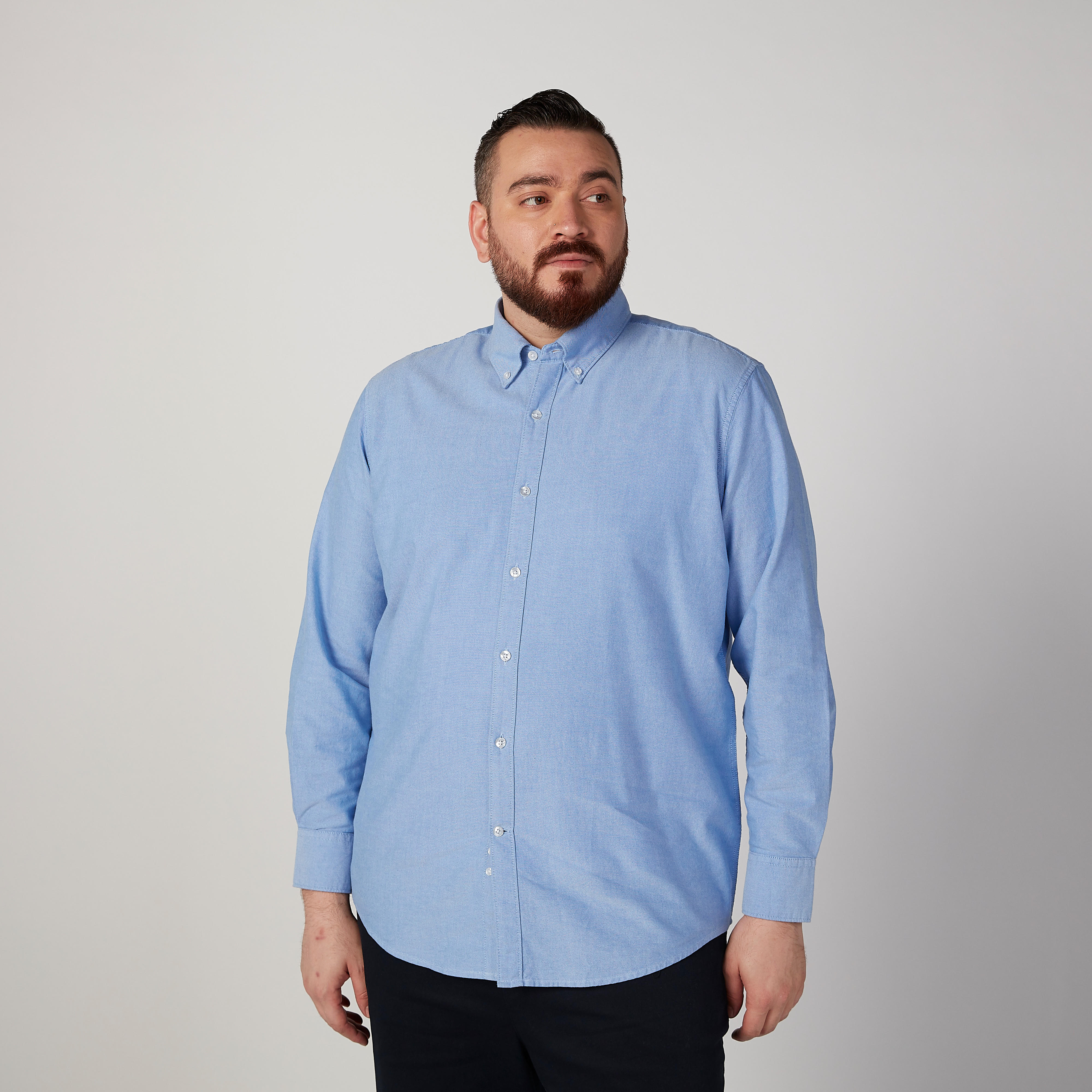 Plain Shirt with Spread Collar and Long Sleeves-men-clothing-shirts-image-1