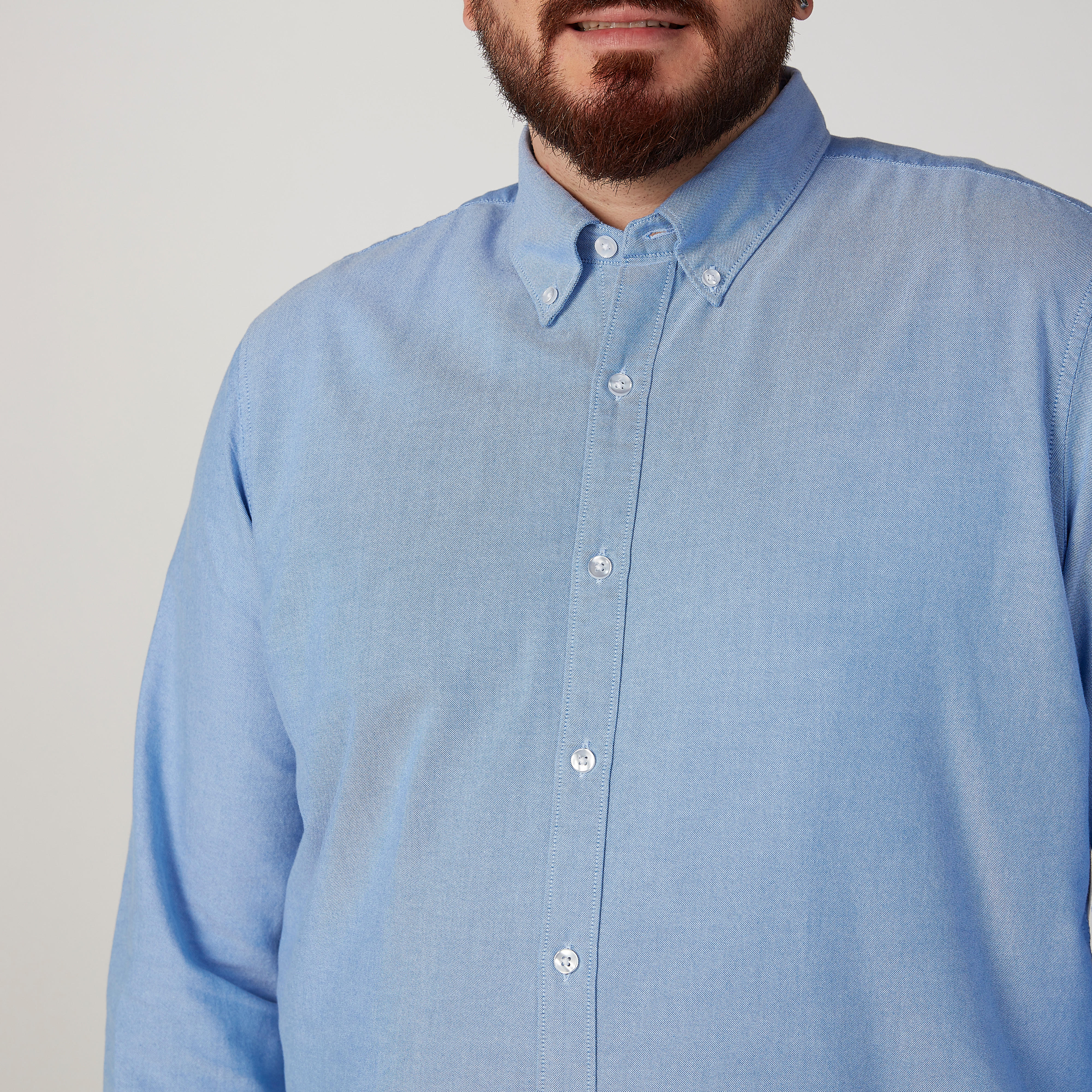 Plain Shirt with Spread Collar and Long Sleeves-men-clothing-shirts-image-3