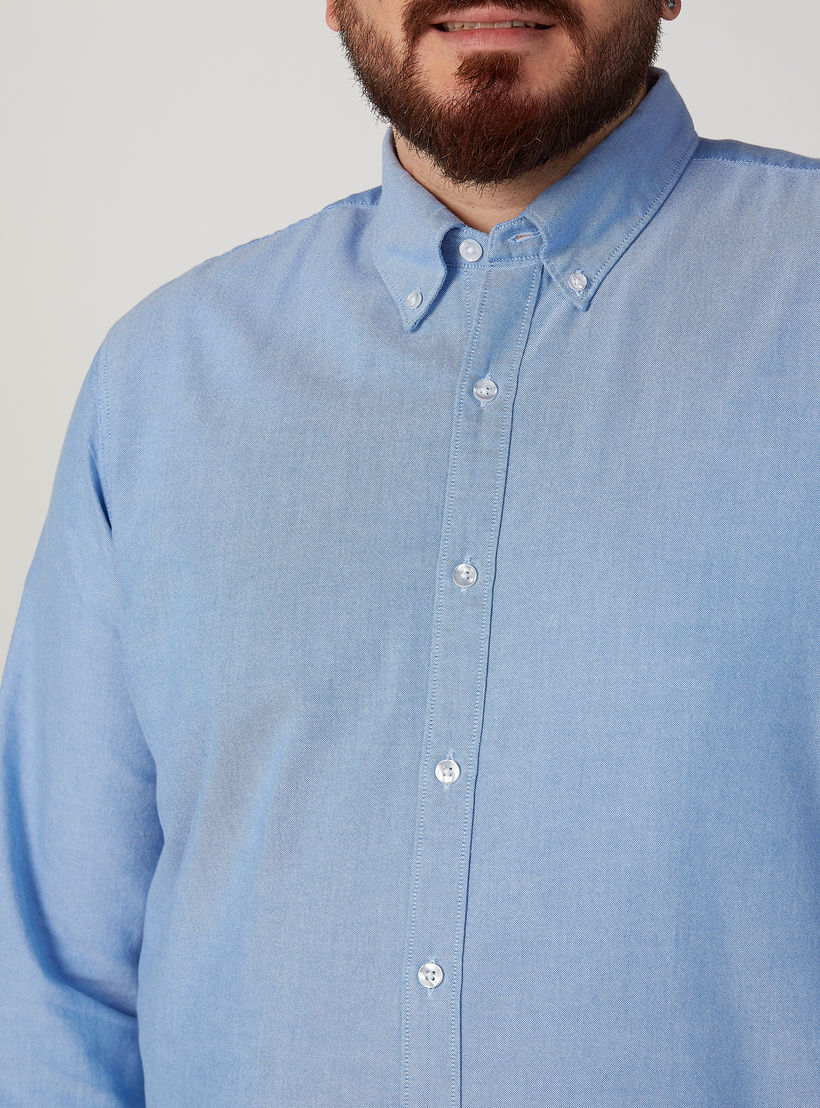 Plain Shirt with Spread Collar and Long Sleeves-men-clothing-shirts-image-3