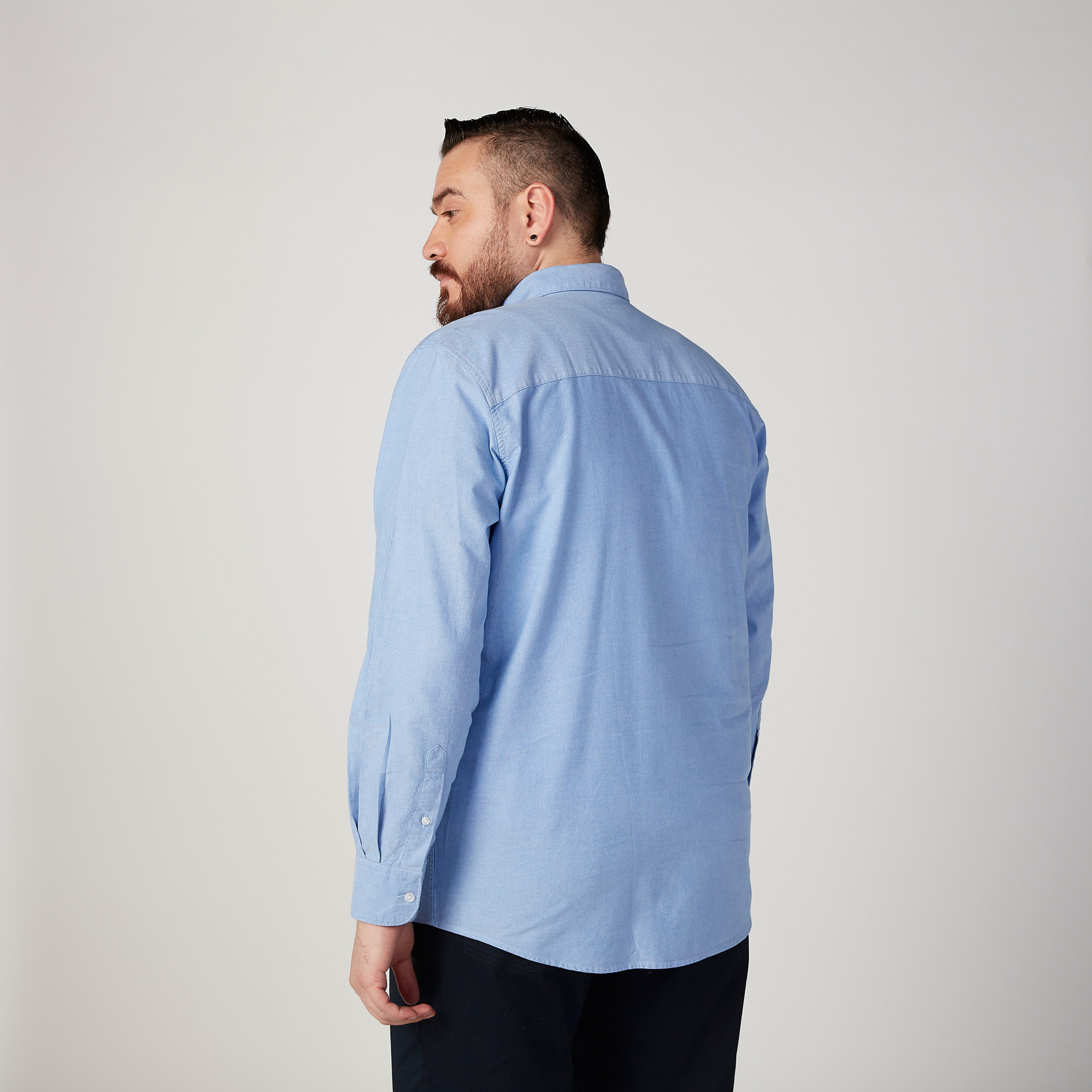 Plain Shirt with Spread Collar and Long Sleeves-men-clothing-shirts-image-4