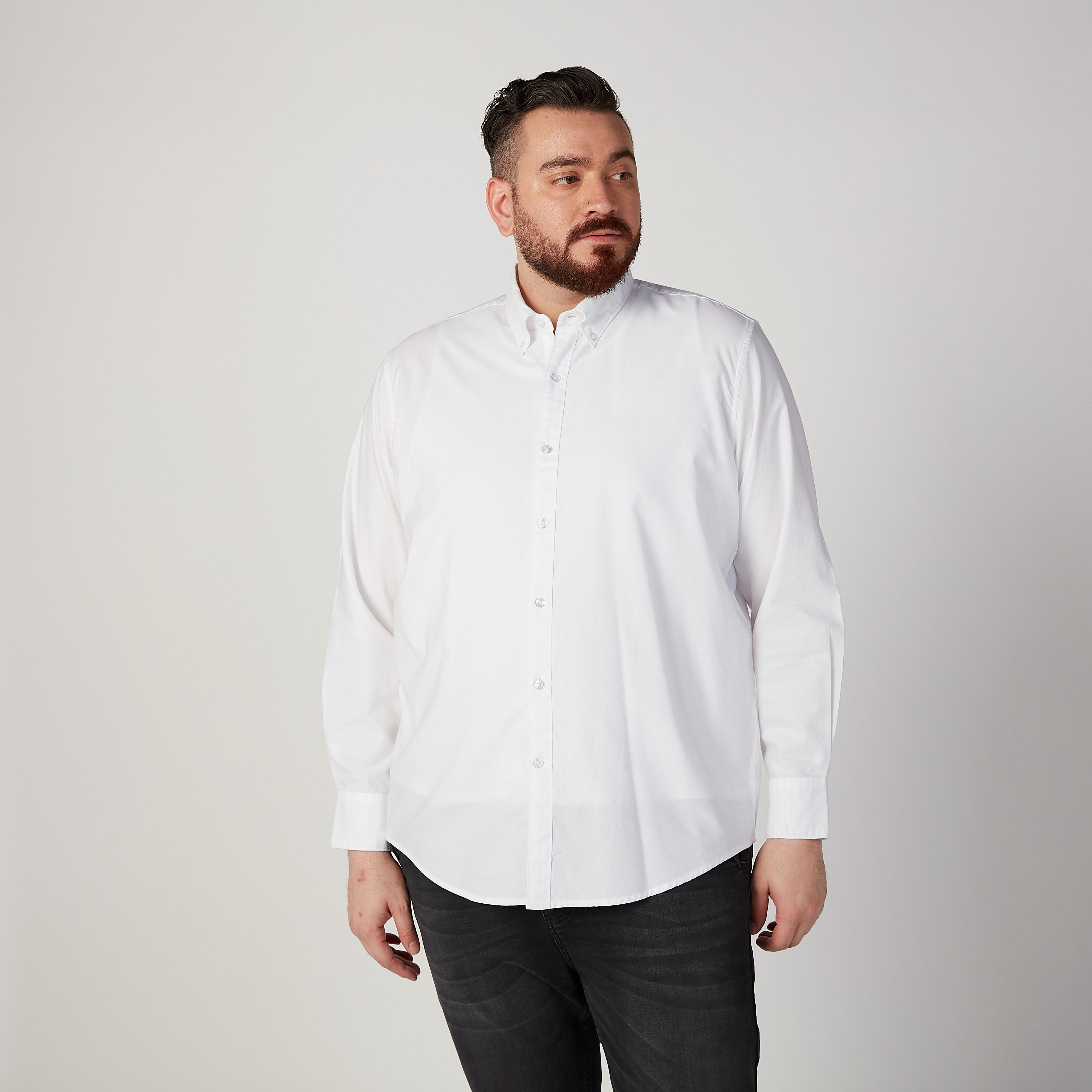 قميص سادة بياقة عاديّة وأكمام طويلة-men-clothing-shirts-image-4