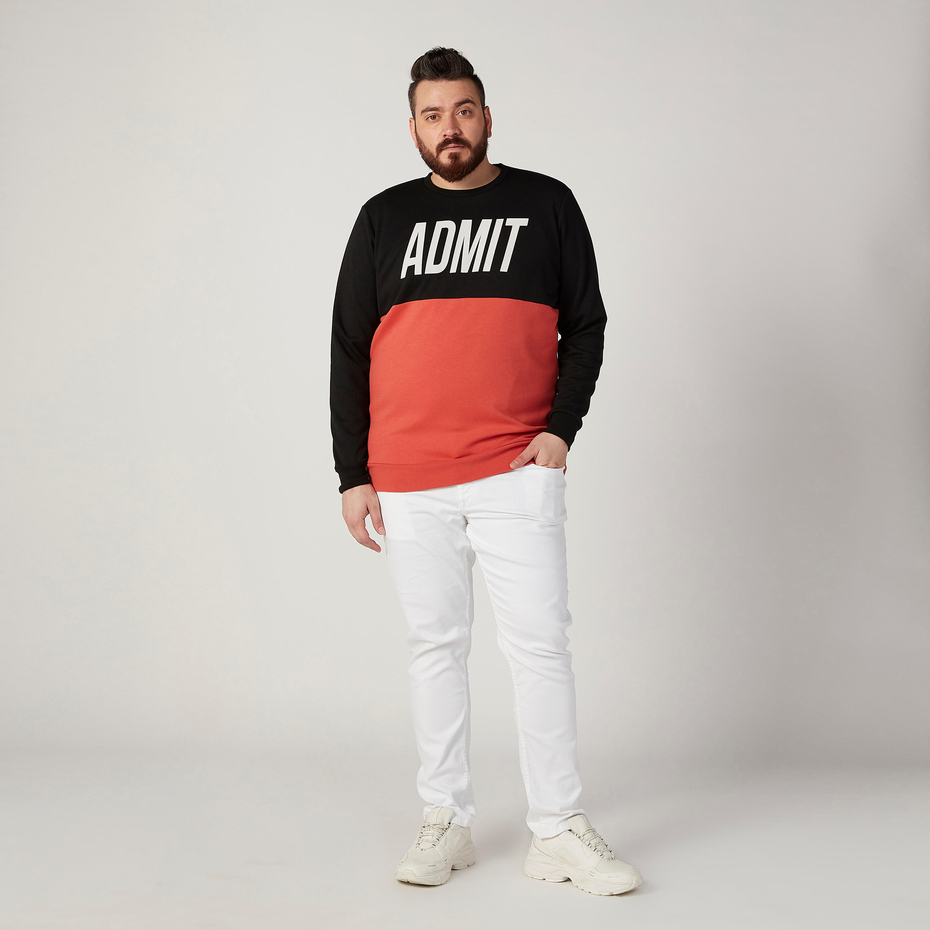 Printed Sweatshirt with Crew Neck and Long Sleeves-men-winterwear-hoodiesandsweatshirts-image-2